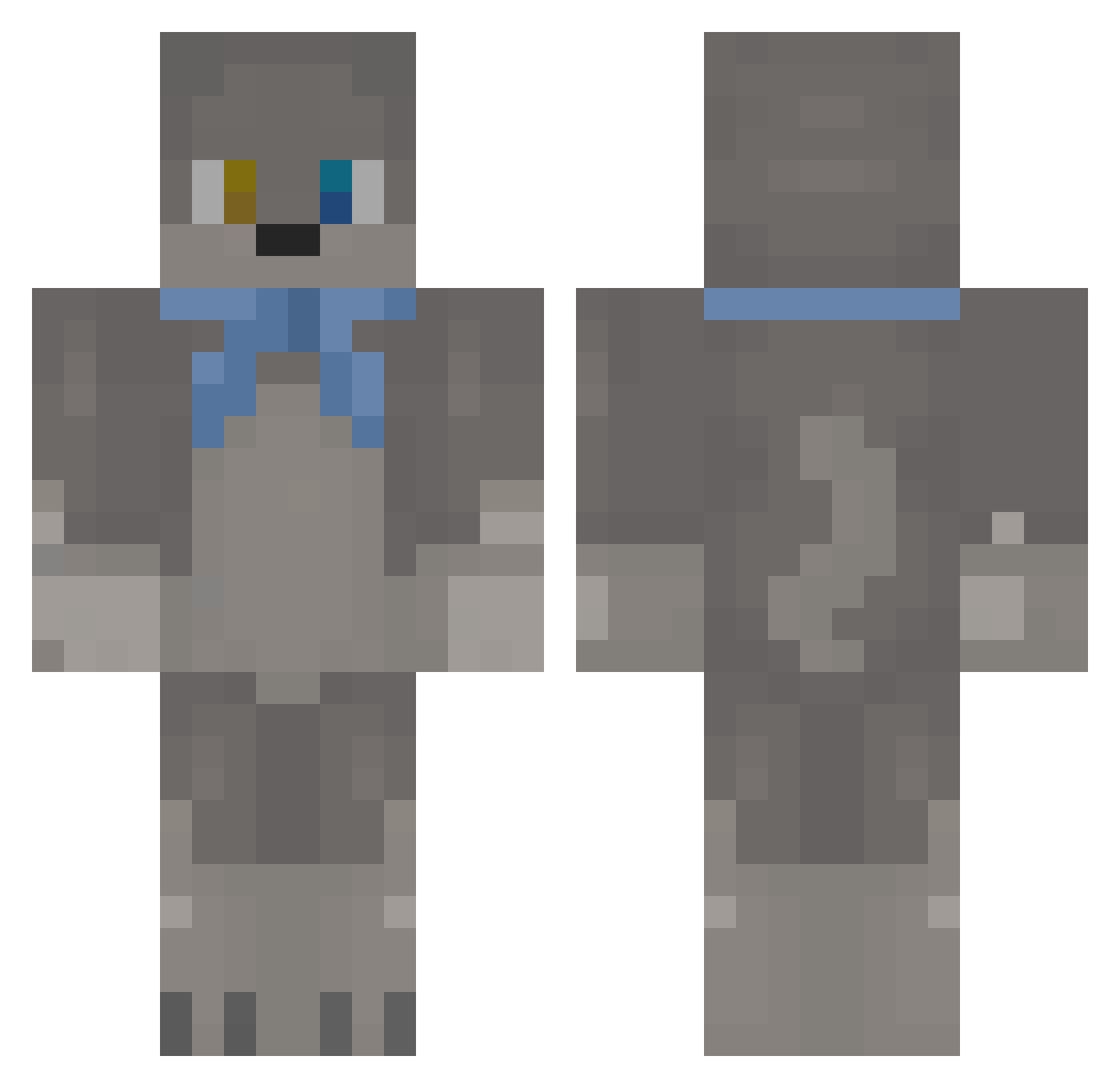 AkiraCeleste Minecraft skin, front and back view