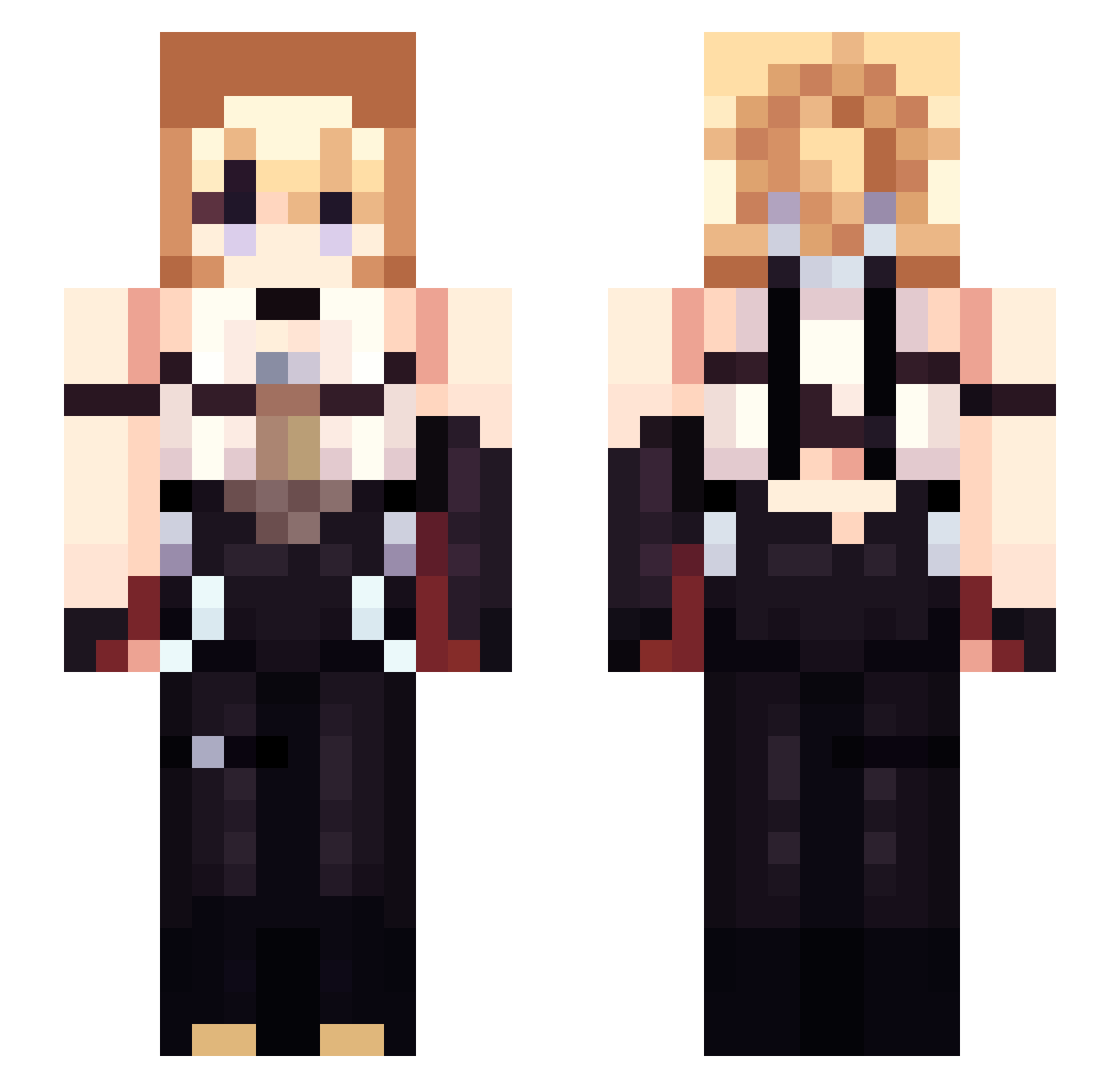 TrapKazOwO Minecraft skin, front and back view
