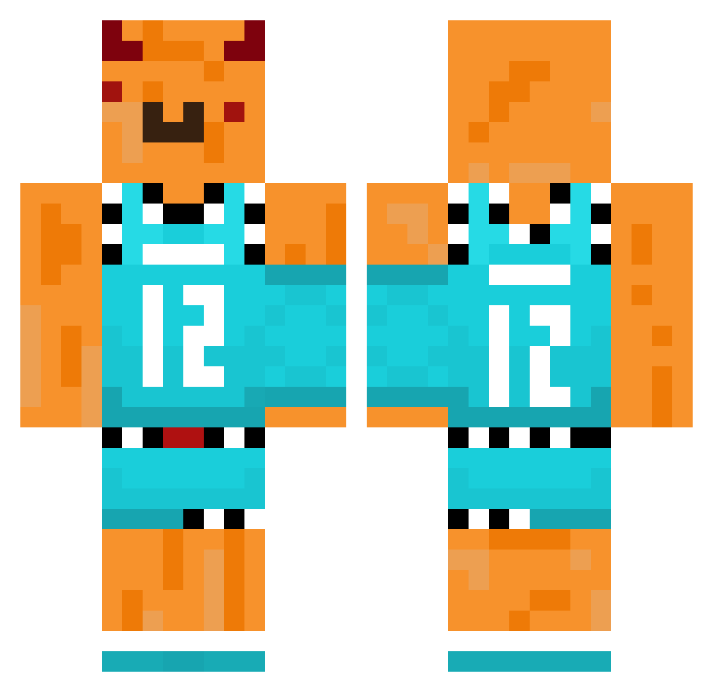 W8cky Minecraft skin, front and back view