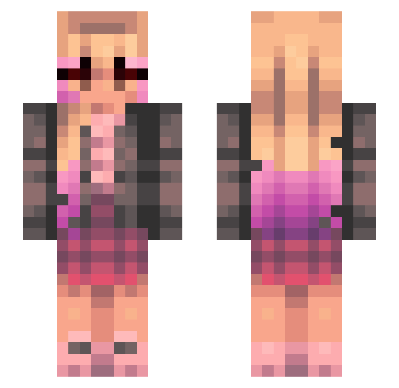 Xendana Minecraft skin, front and back view