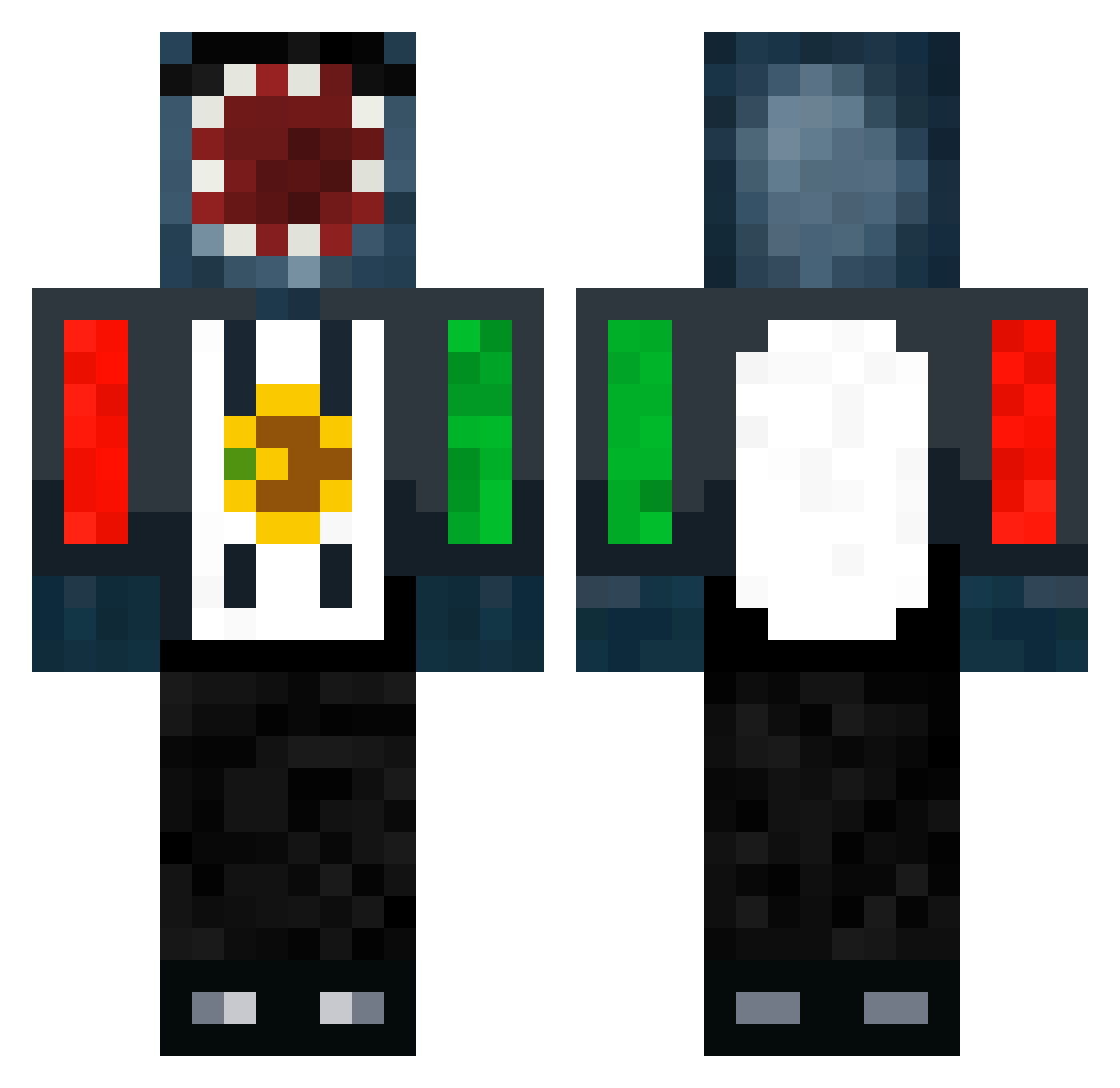 The_MexicanSquid Minecraft skin, front and back view