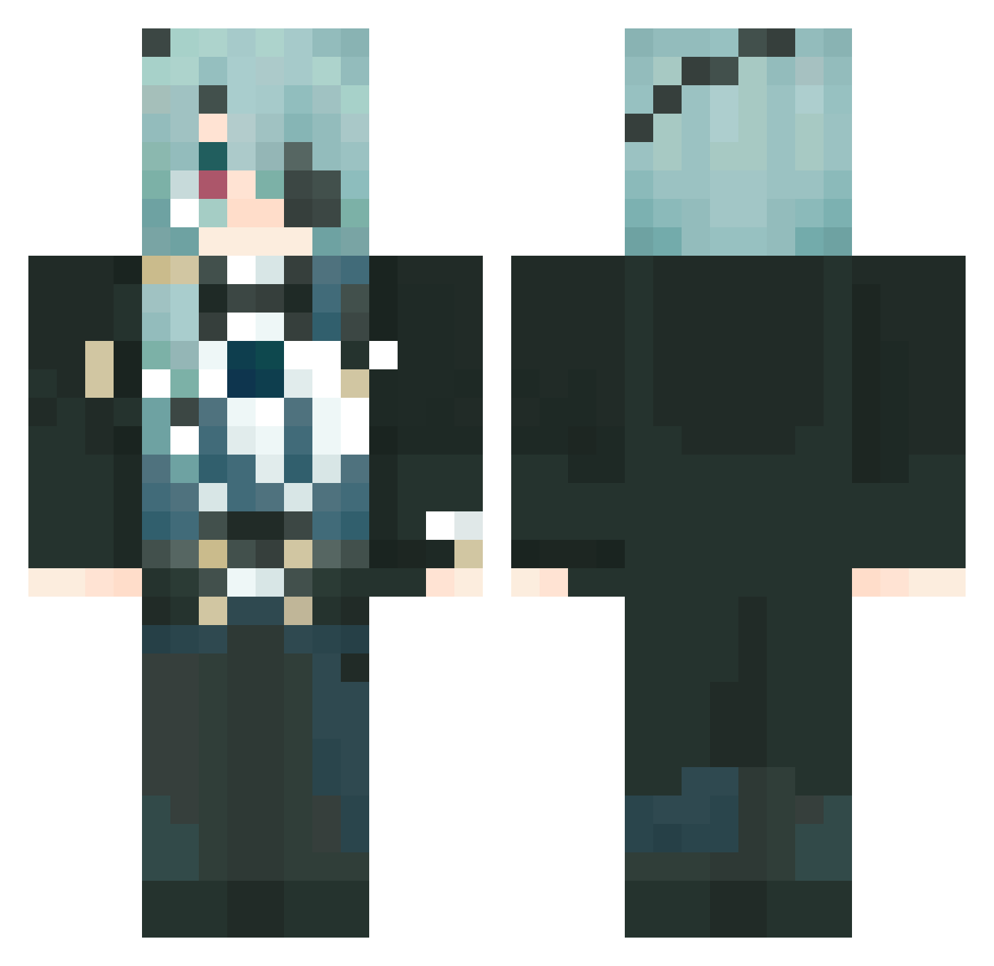 Minokii Minecraft skin, front and back view