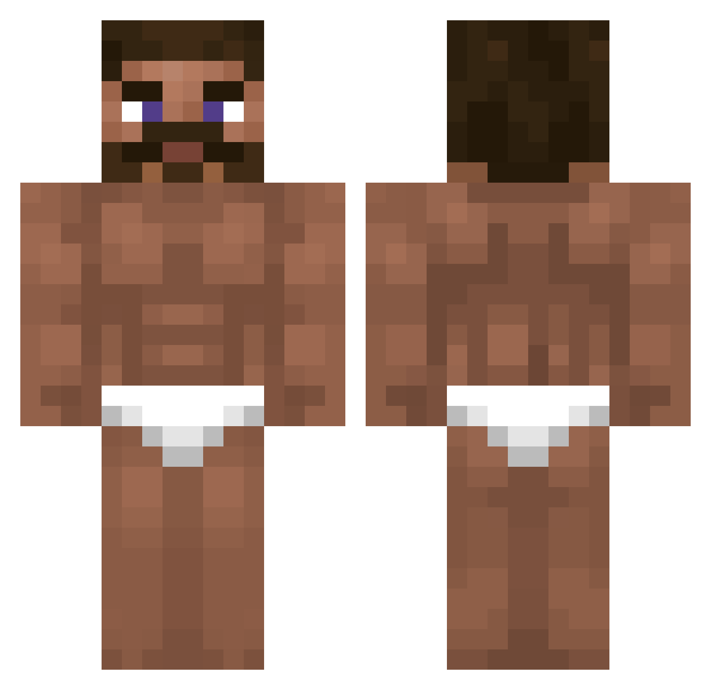 Shaftsman Minecraft skin, front and back view