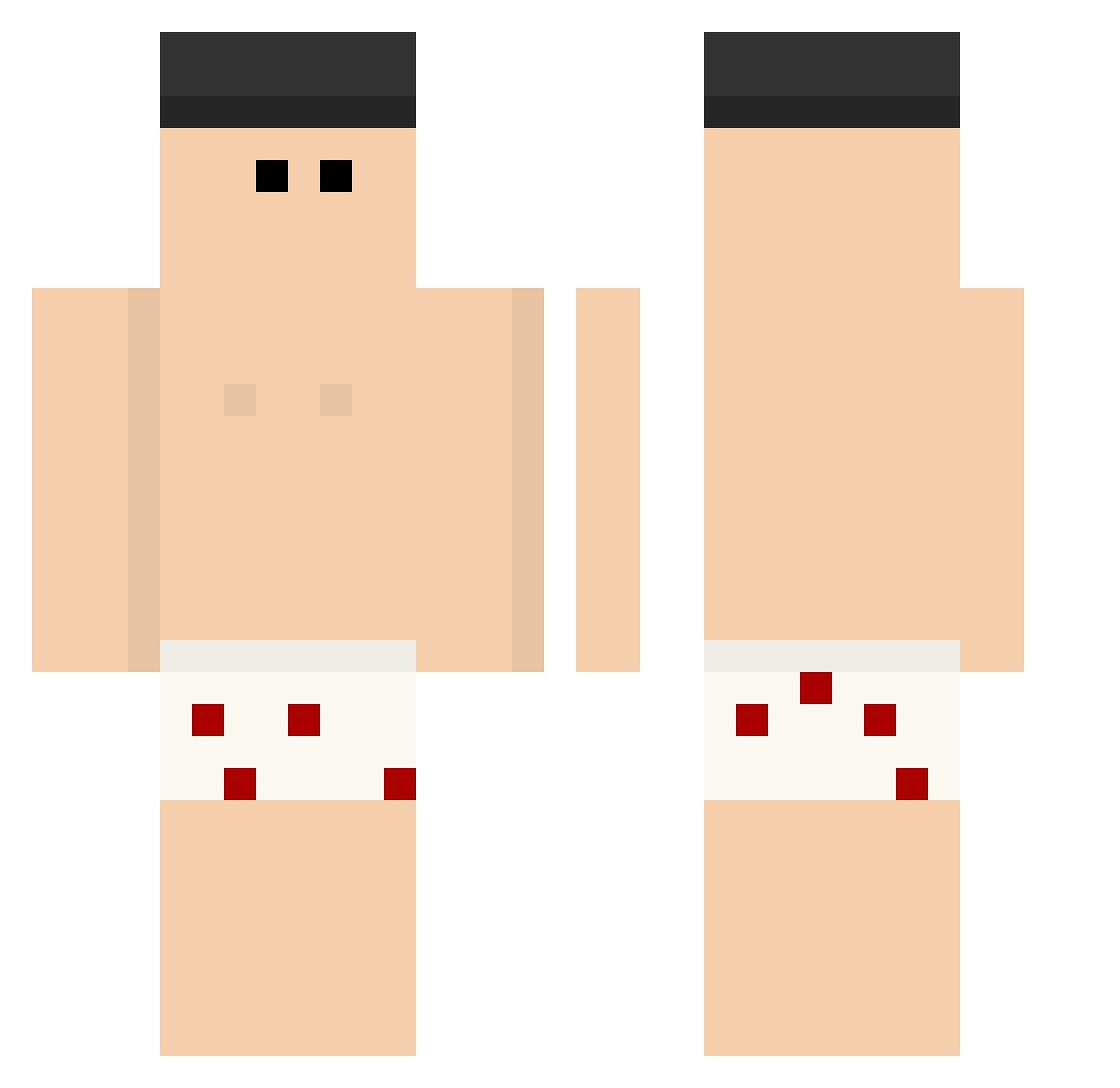 Barbecueee Minecraft skin, front and back view