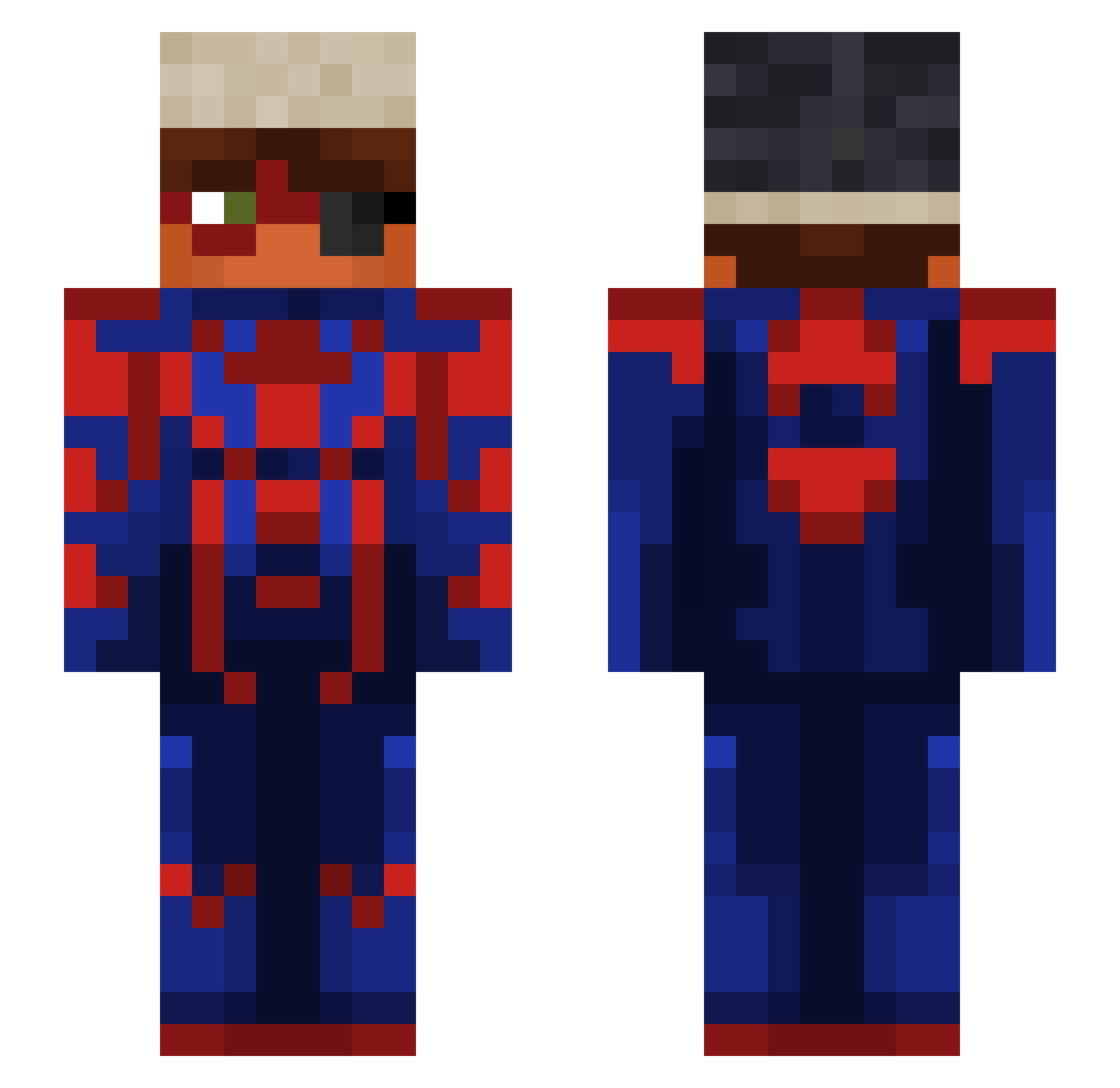 Vamp1rix Minecraft skin, front and back view