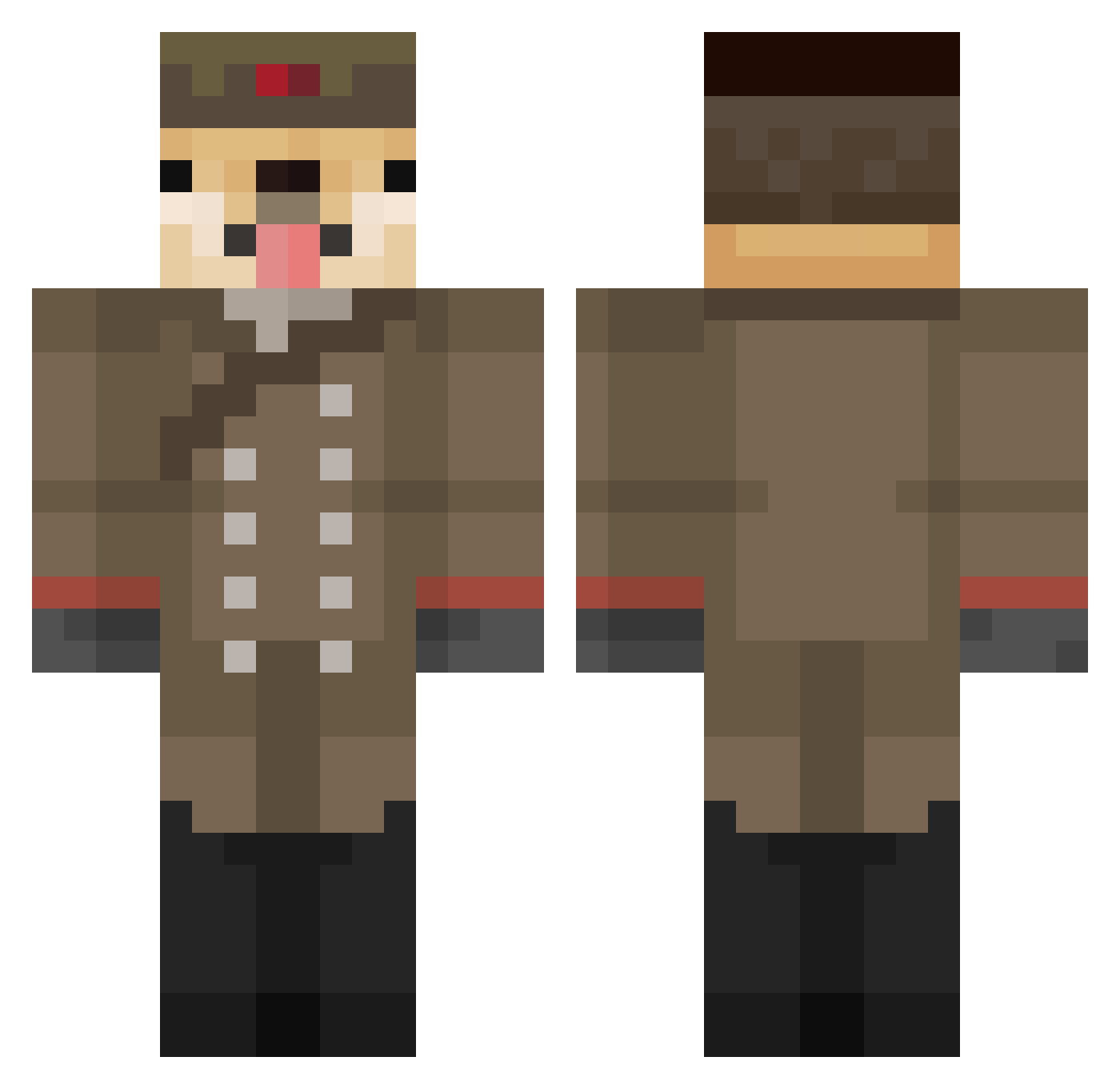 qBacon Minecraft skin, front and back view
