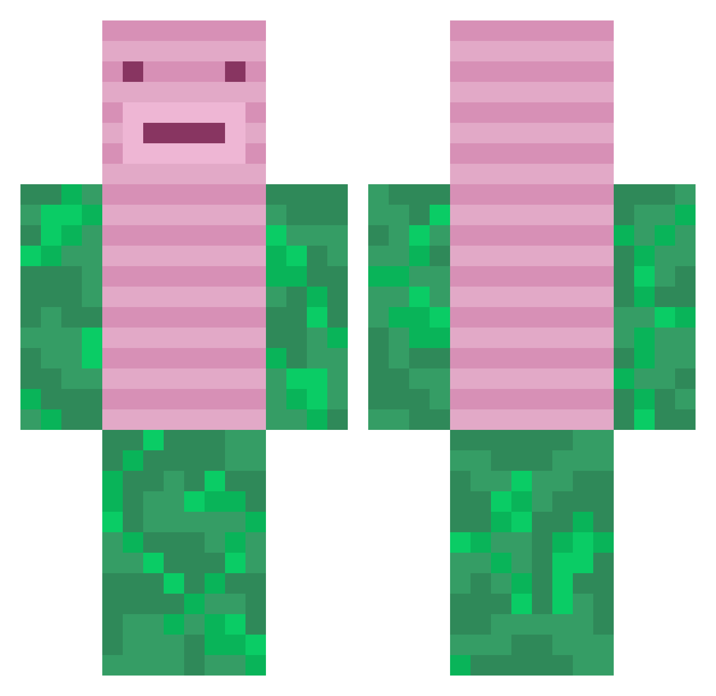 Wormlike Minecraft skin, front and back view