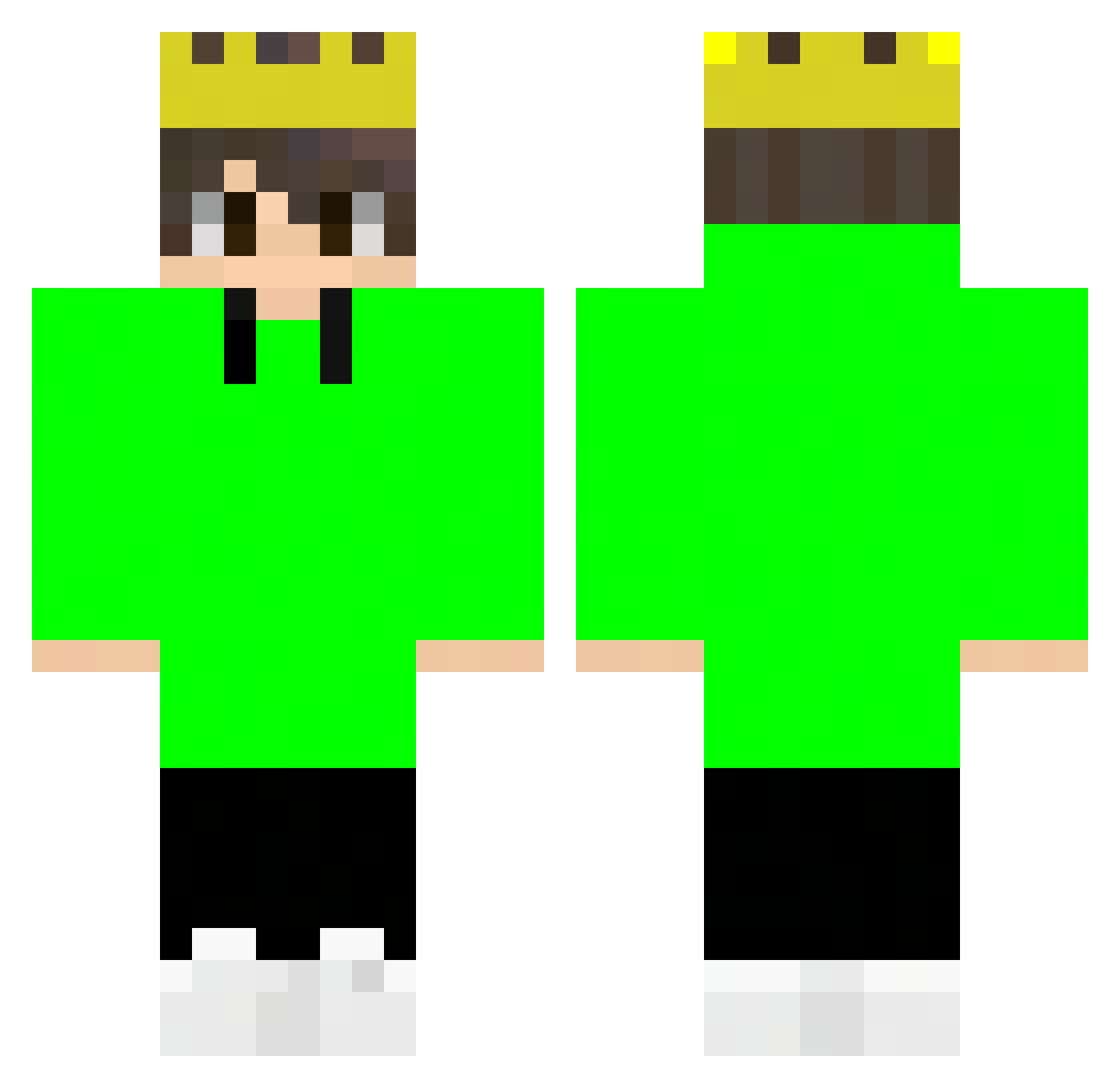 notponix Minecraft skin, front and back view