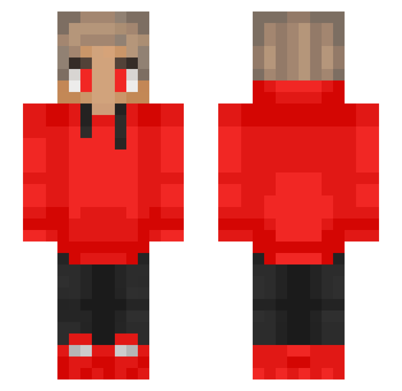 Reeded Minecraft skin, front and back view