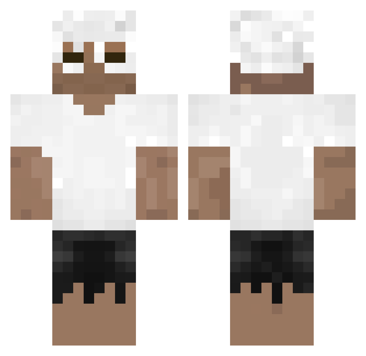 reopening Minecraft skin, front and back view