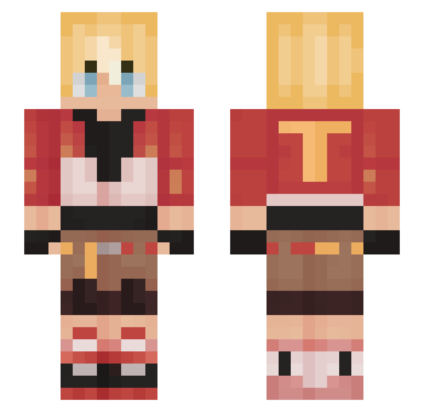 redfestival Minecraft skin, front and back view