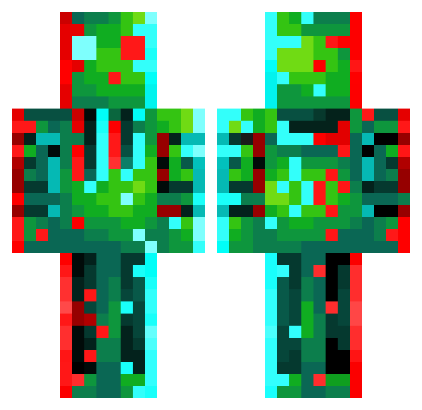 RageTry Minecraft skin, front and back view