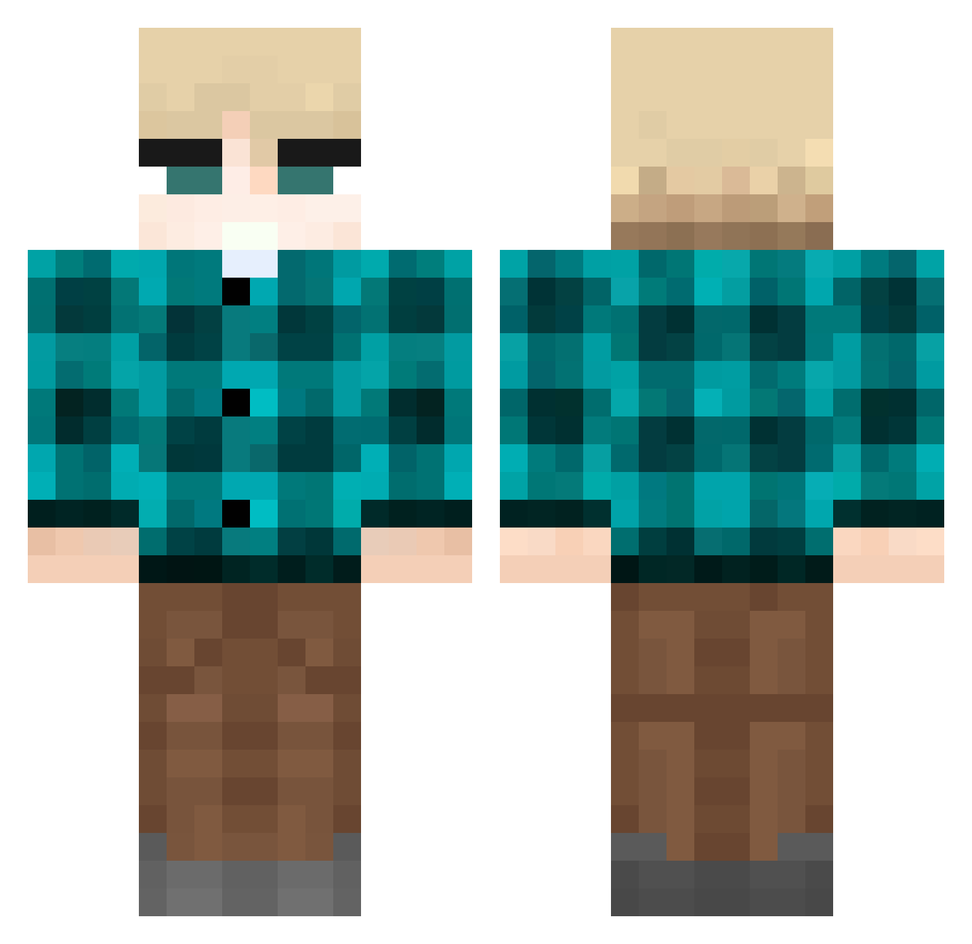 Supplementation Minecraft skin, front and back view