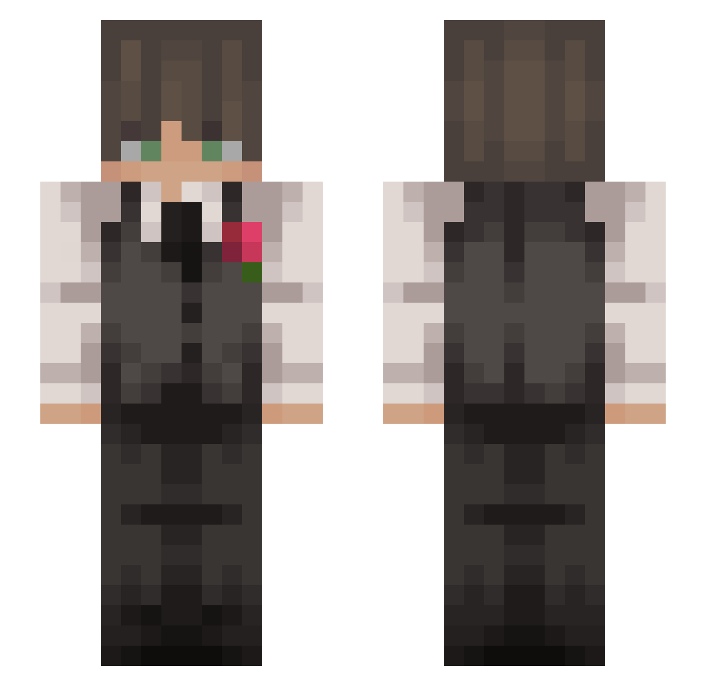 Wulfylm Minecraft skin, front and back view