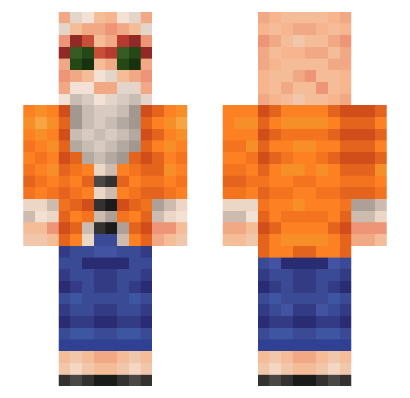 compounded Minecraft skin, front and back view