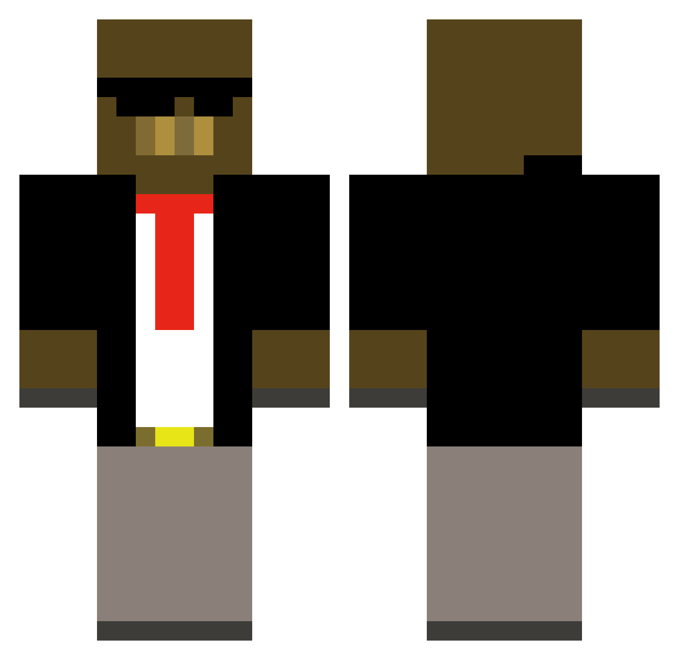 Verdicts Minecraft skin, front and back view