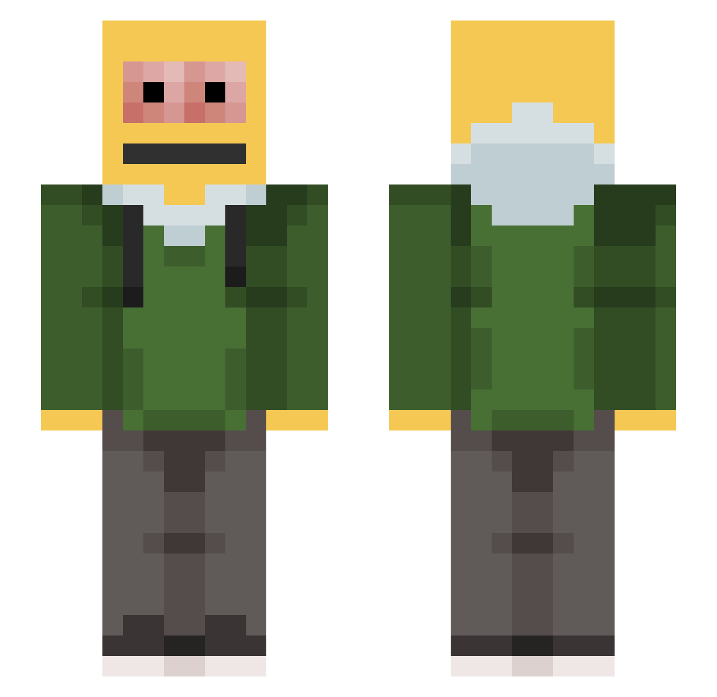 mangoruntz Minecraft skin, front and back view