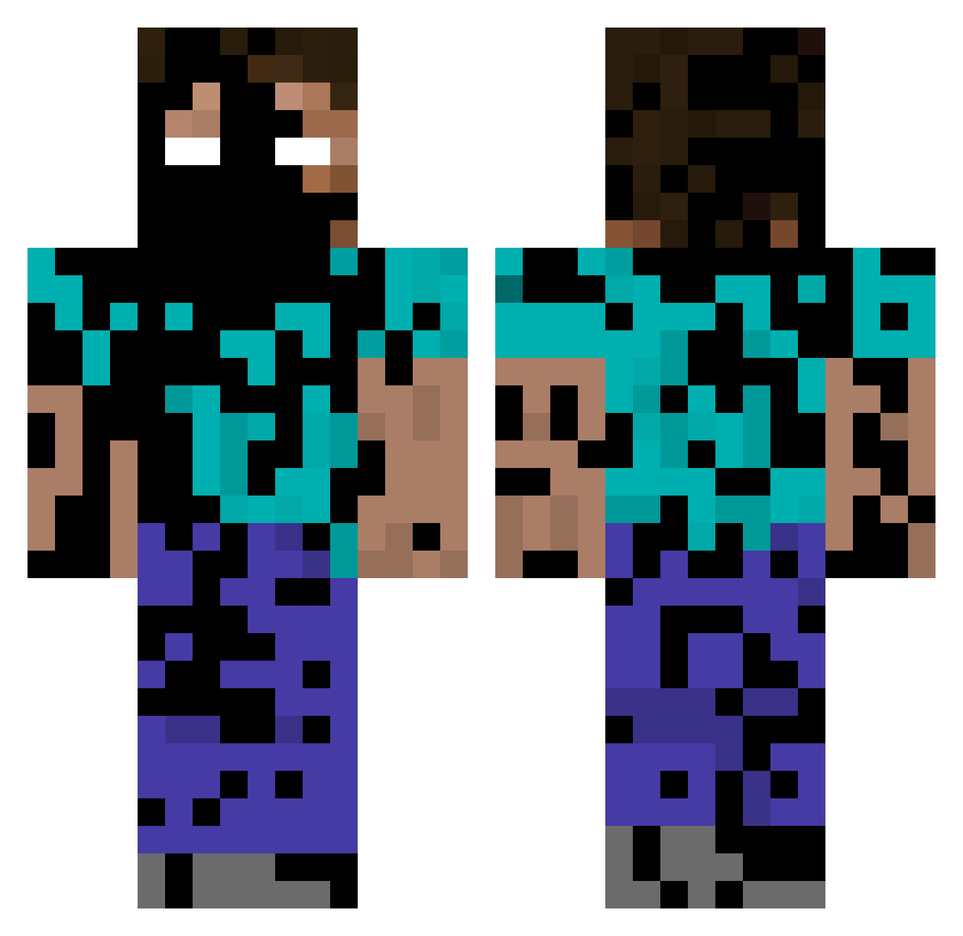 PIkiddo Minecraft skin, front and back view
