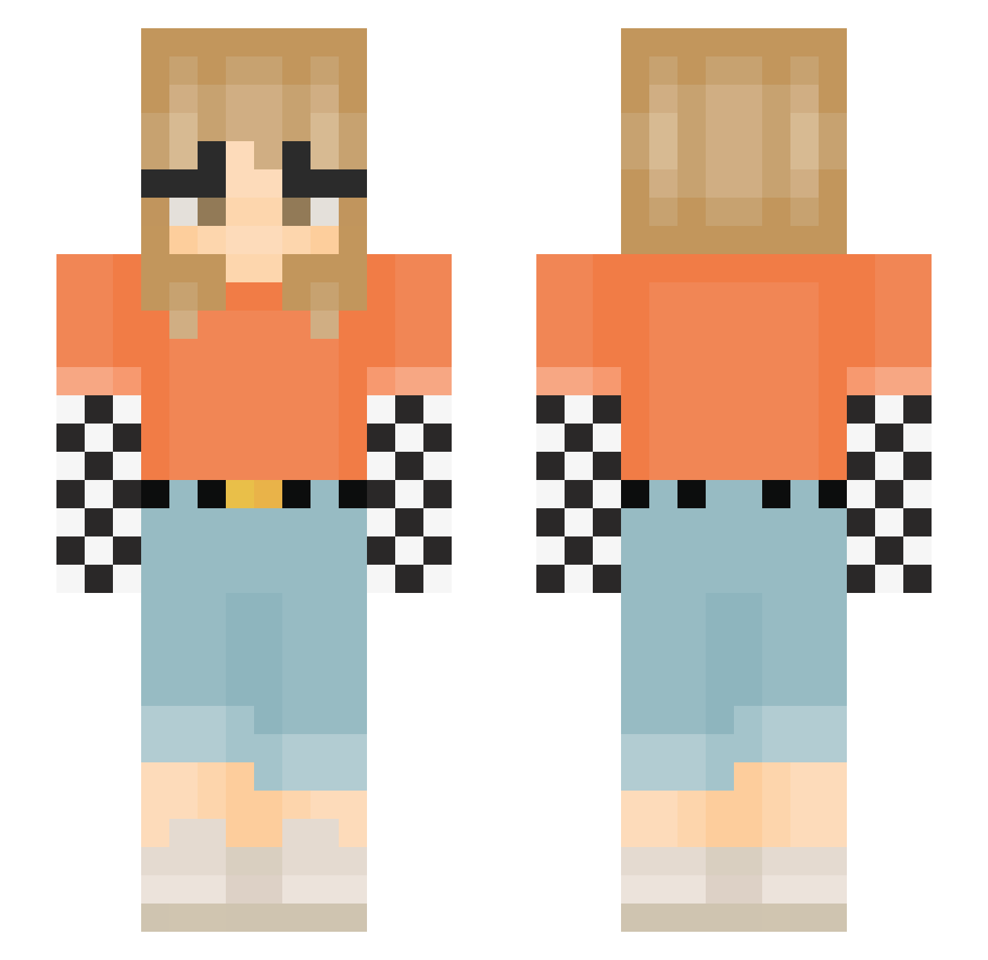 datoteka Minecraft skin, front and back view