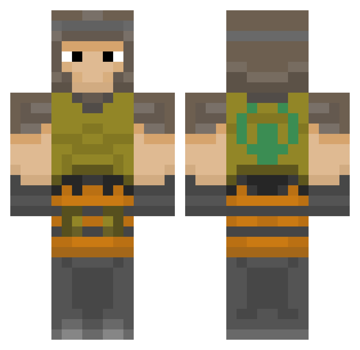 Makinowy Minecraft skin, front and back view