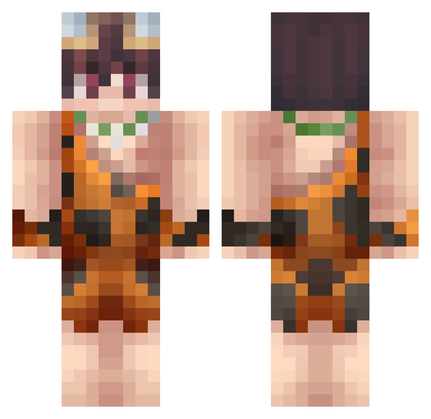 0Bxrke Minecraft skin, front and back view