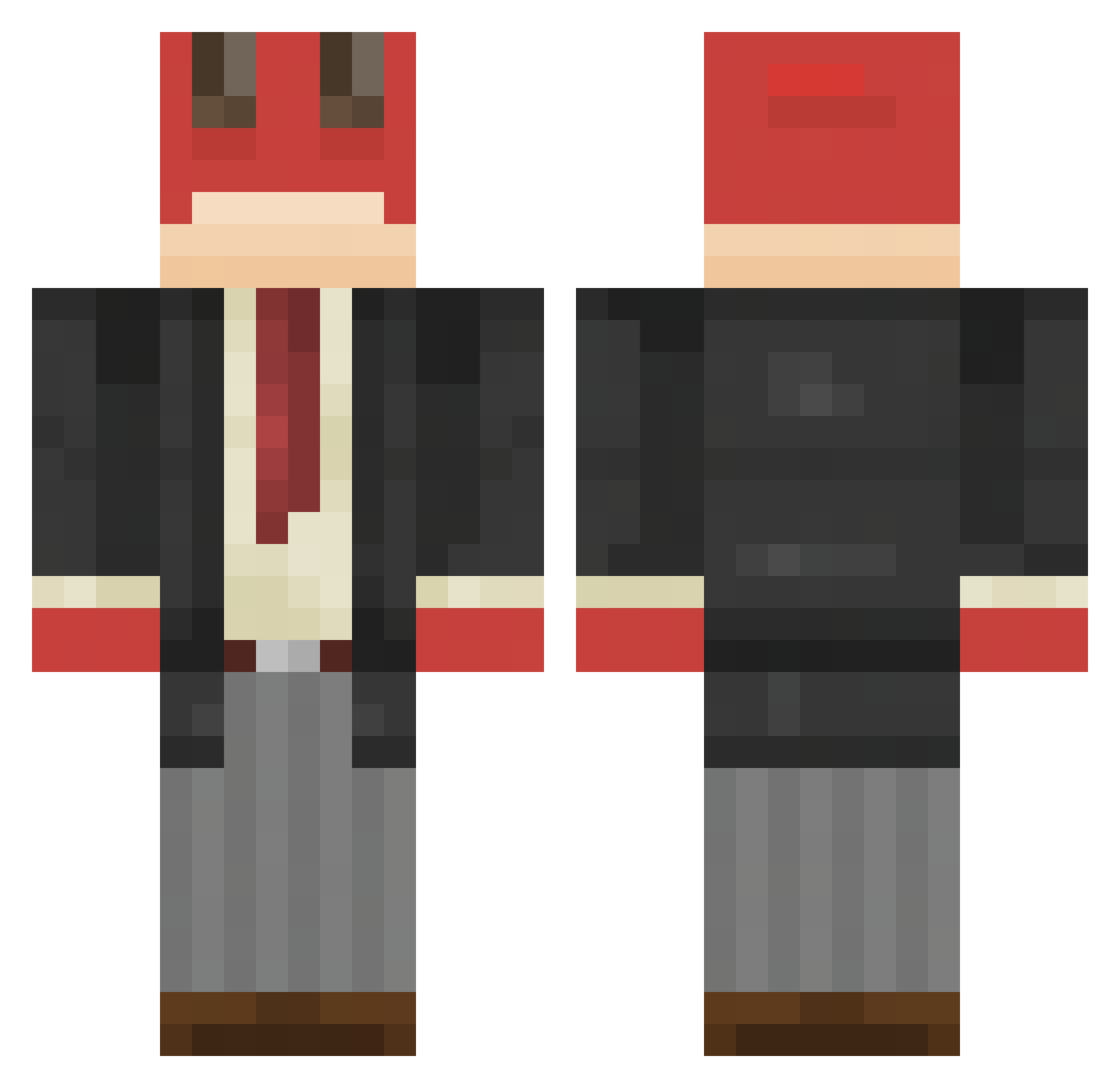 CrabFoundry Minecraft skin, front and back view
