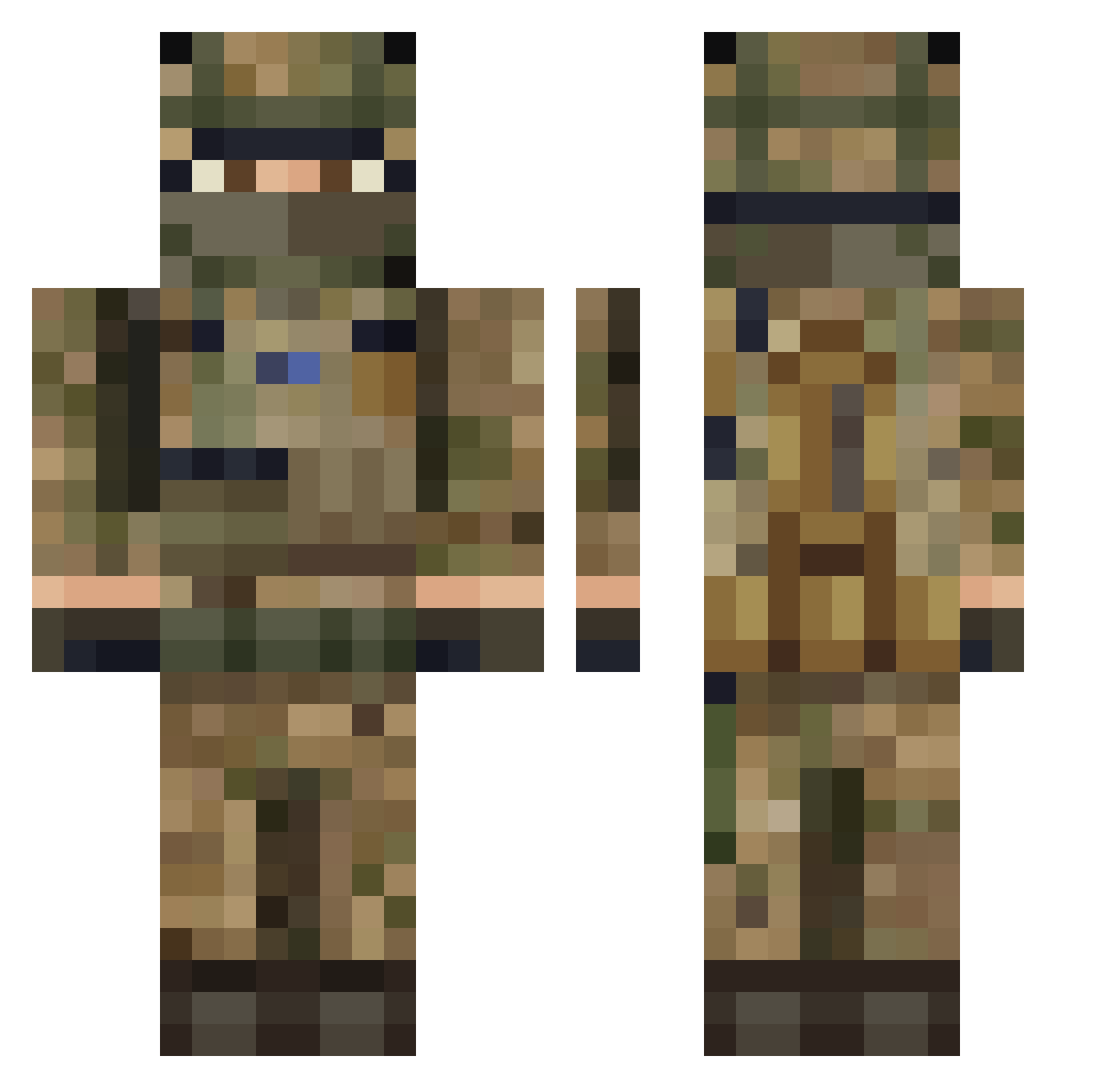Tank2BowBow Minecraft skin, front and back view