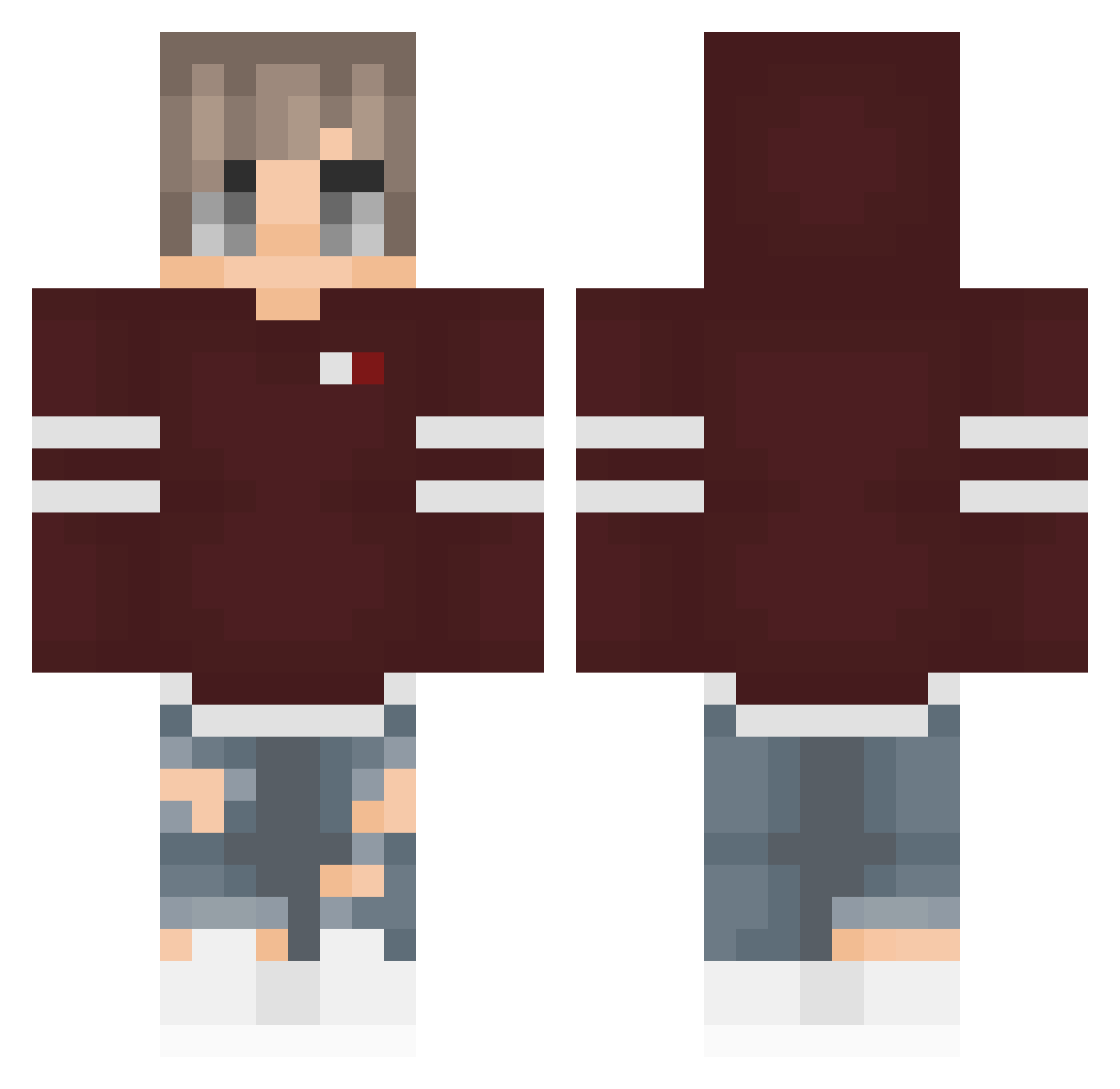 Steevey123 Minecraft skin, front and back view
