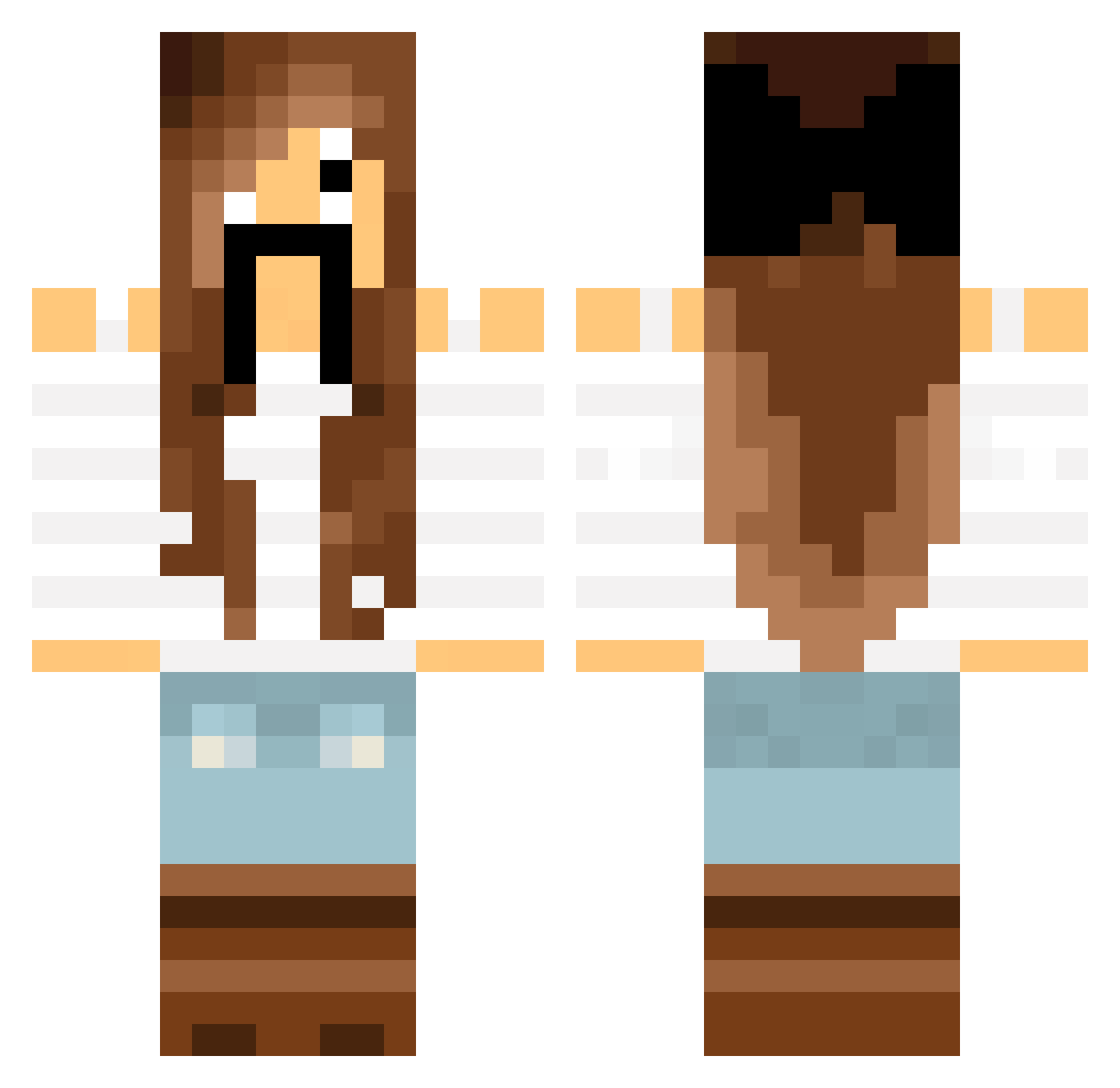 Toter Minecraft skin, front and back view