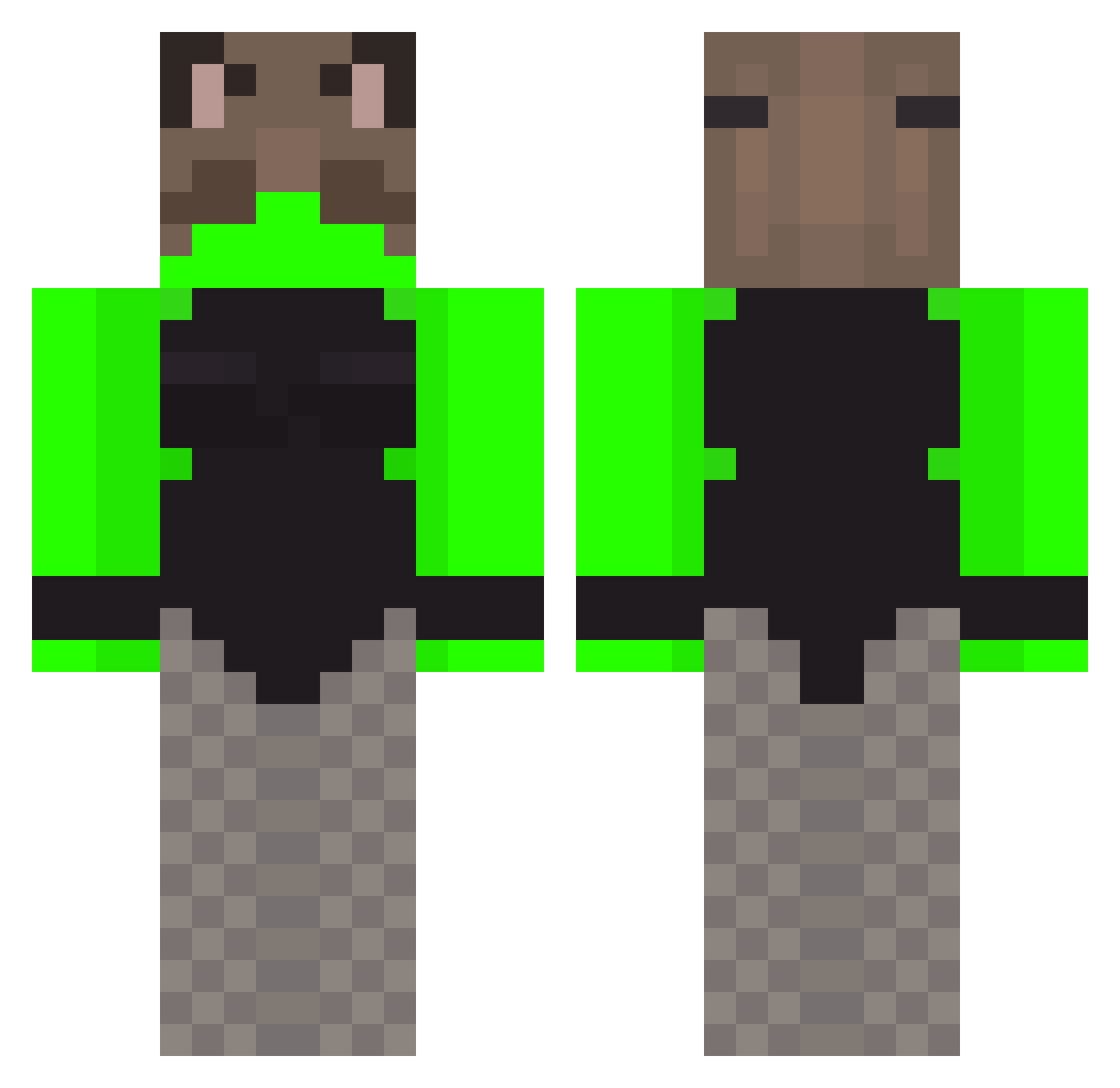Mexqr Minecraft skin, front and back view
