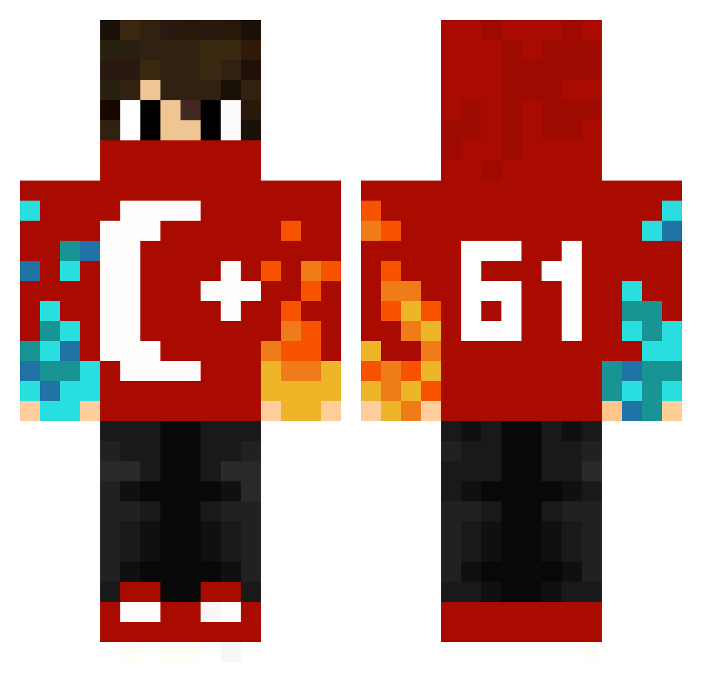 acenoss Minecraft skin, front and back view