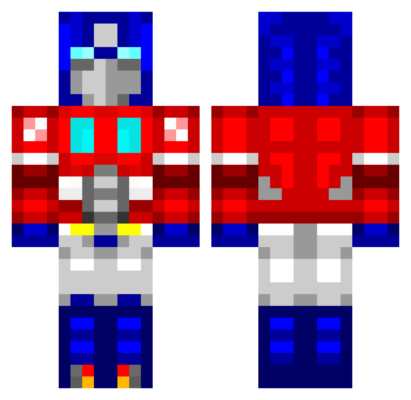 MaggnusPrime Minecraft skin, front and back view