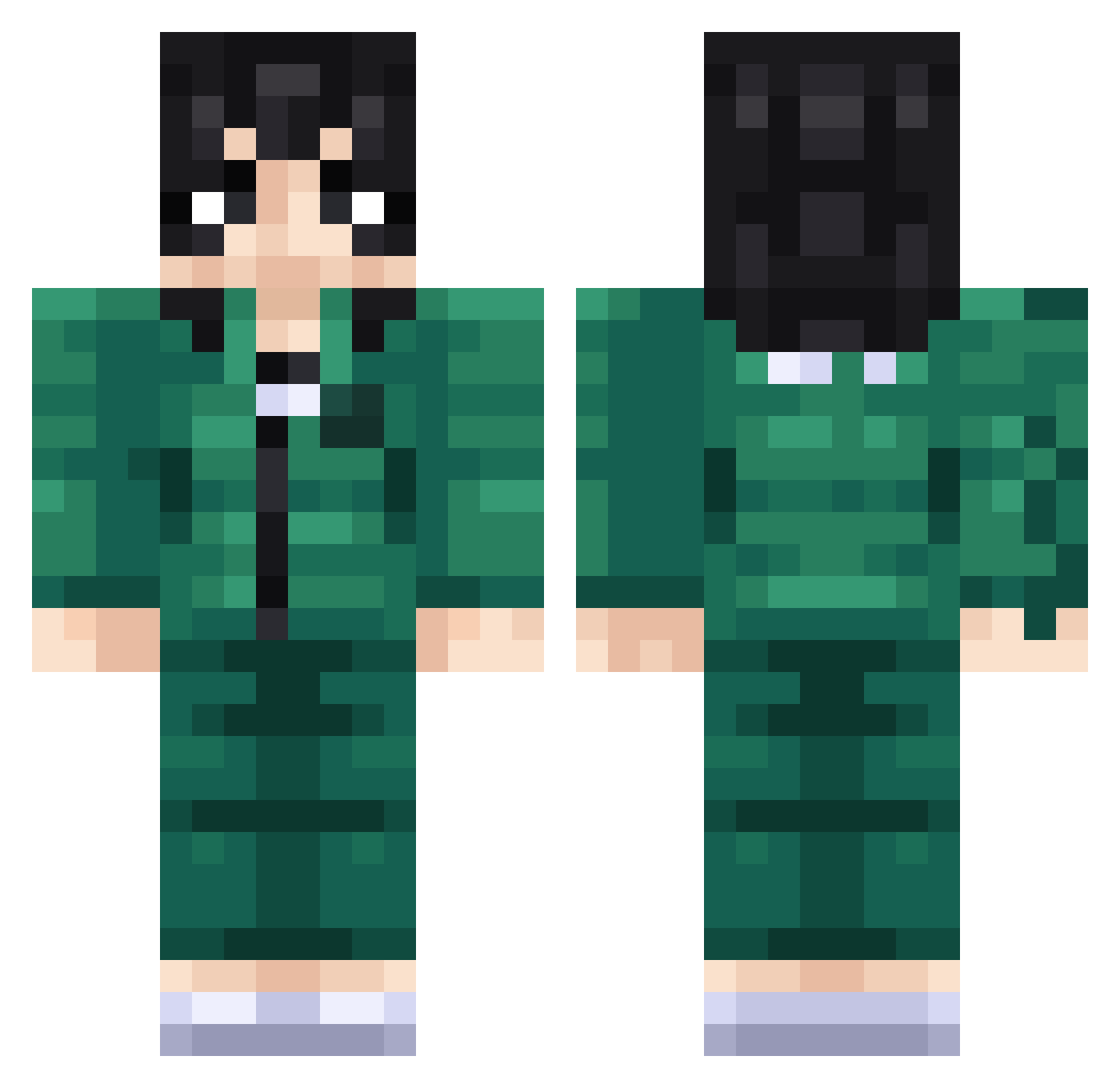 jscul3 Minecraft skin, front and back view