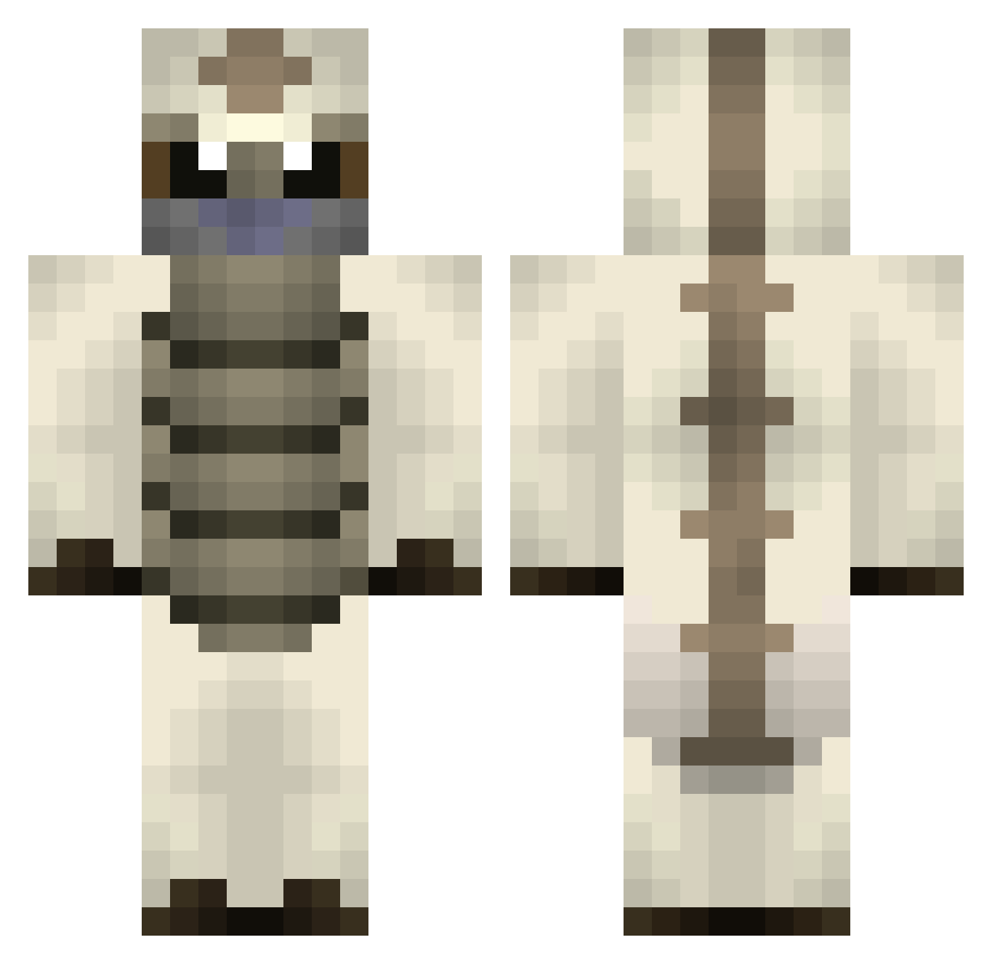 Hobbss Minecraft skin, front and back view