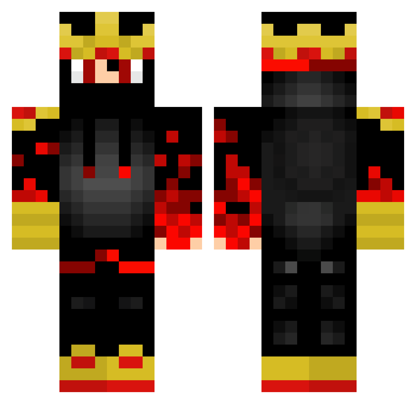 RedNinjaPlayz Minecraft skin, front and back view