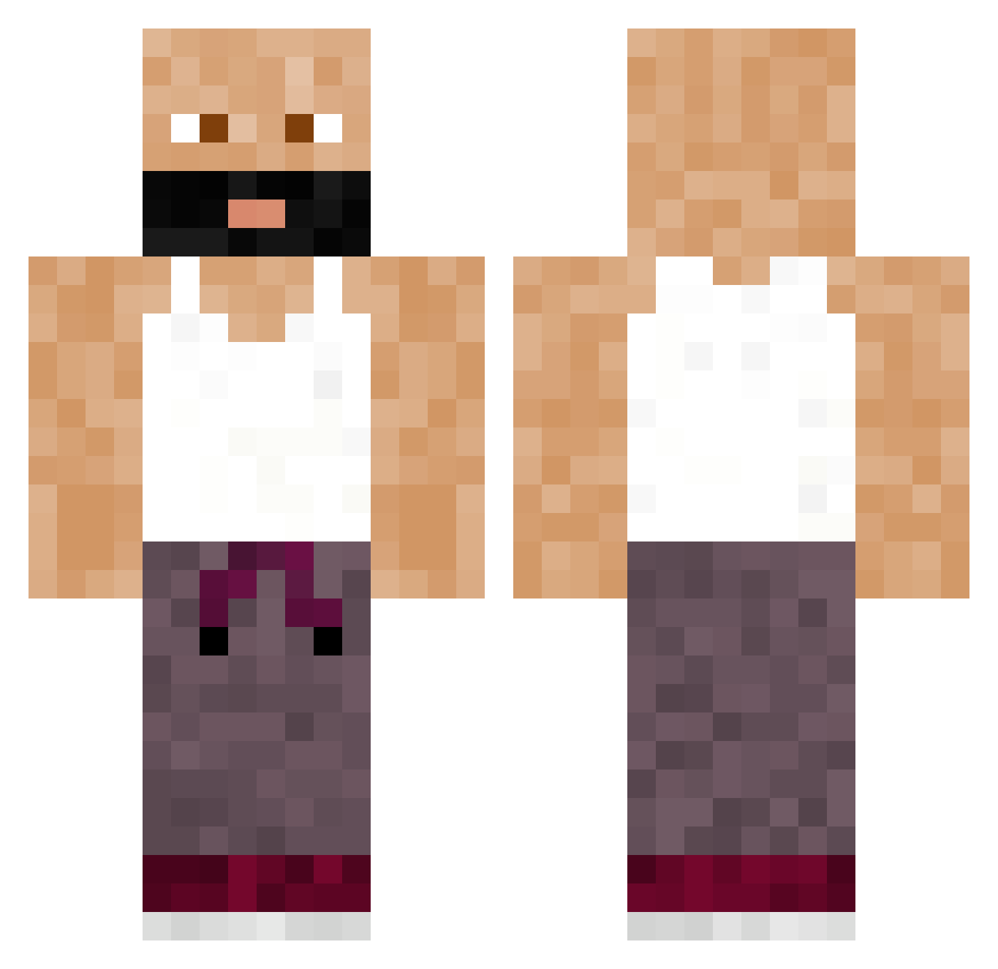 IHeartJoeBudden Minecraft skin, front and back view