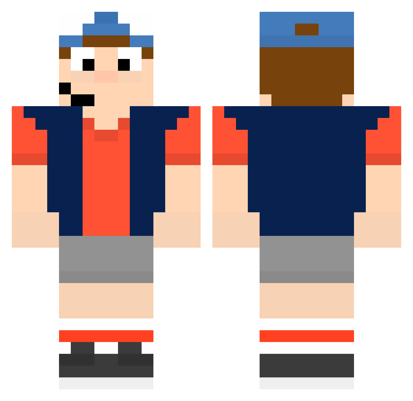 radicalxman Minecraft skin, front and back view