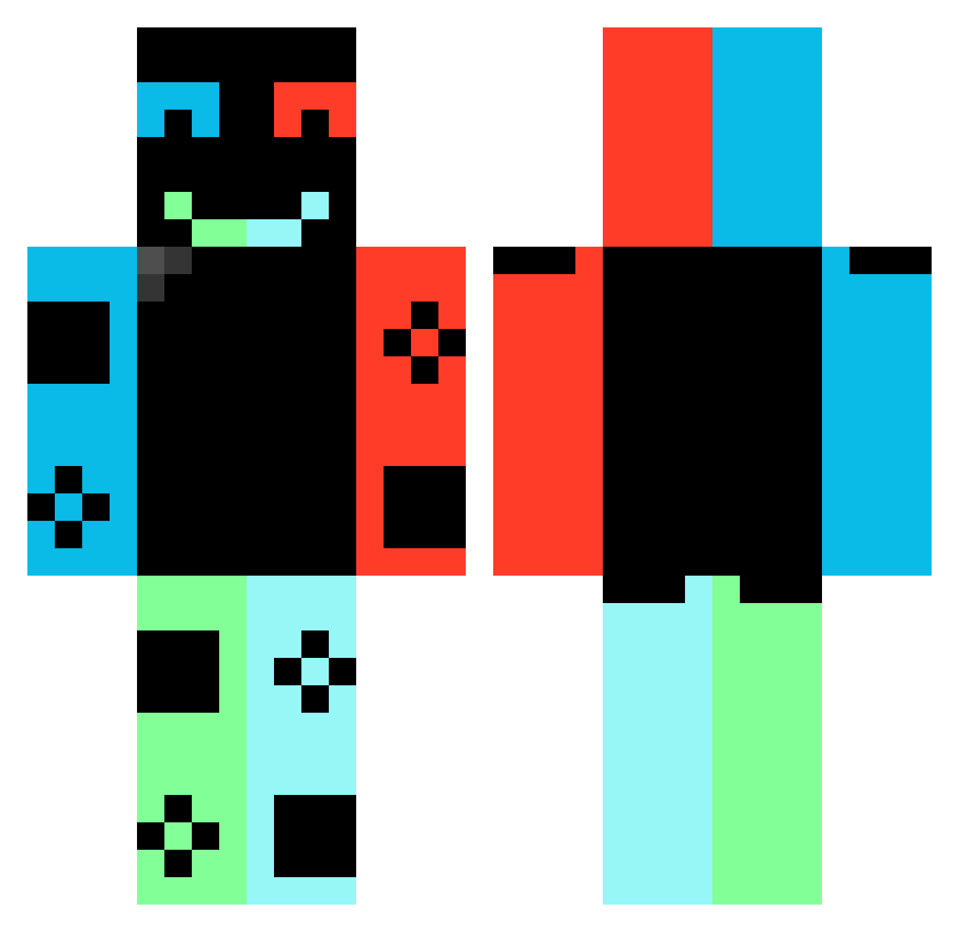 Pokelink27 Minecraft skin, front and back view