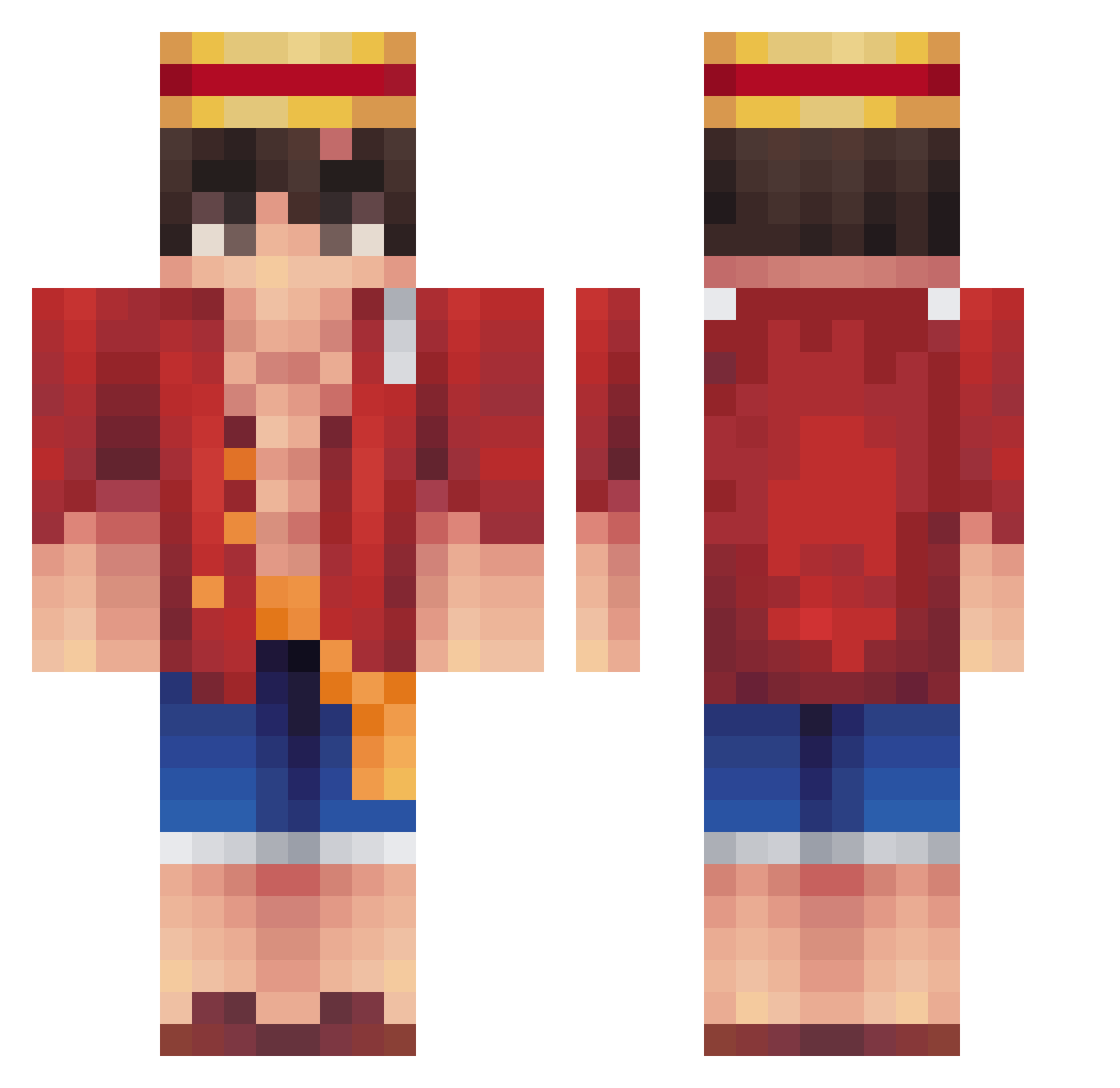 Louis798 Minecraft skin, front and back view