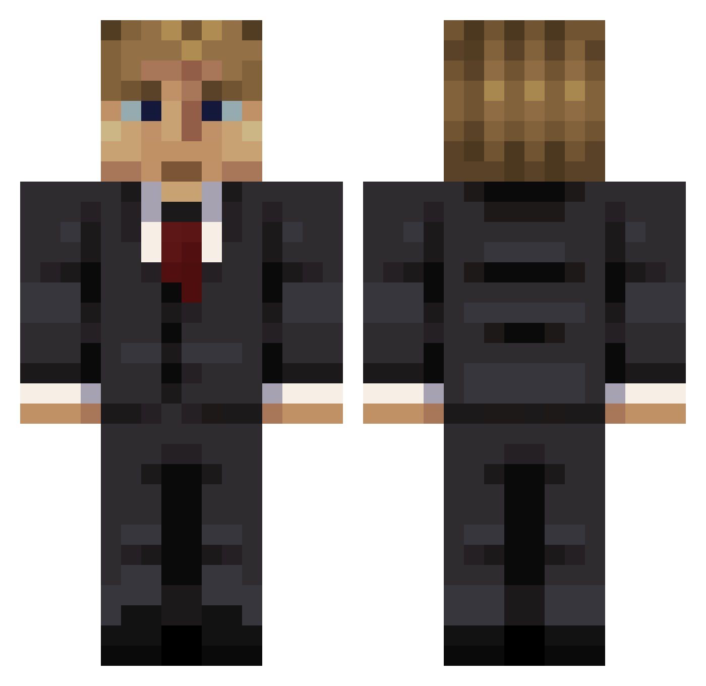 ItsBambu Minecraft skin, front and back view