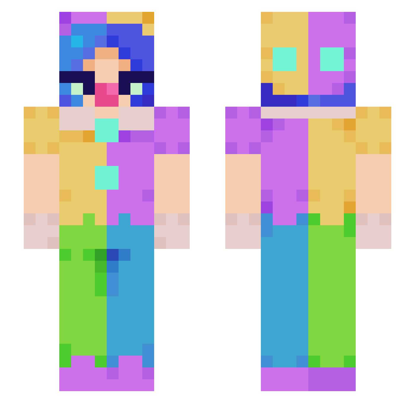 sbup Minecraft skin, front and back view
