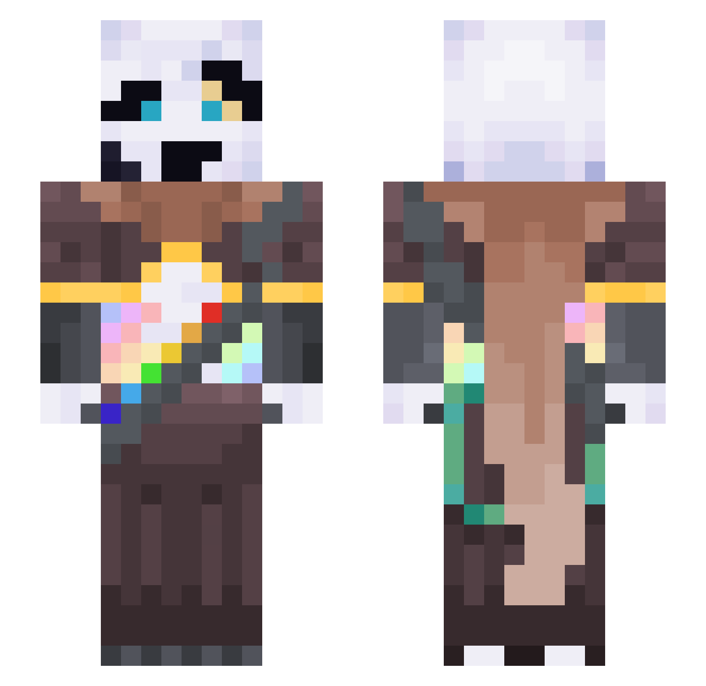 UnknownCrystal Minecraft skin, front and back view