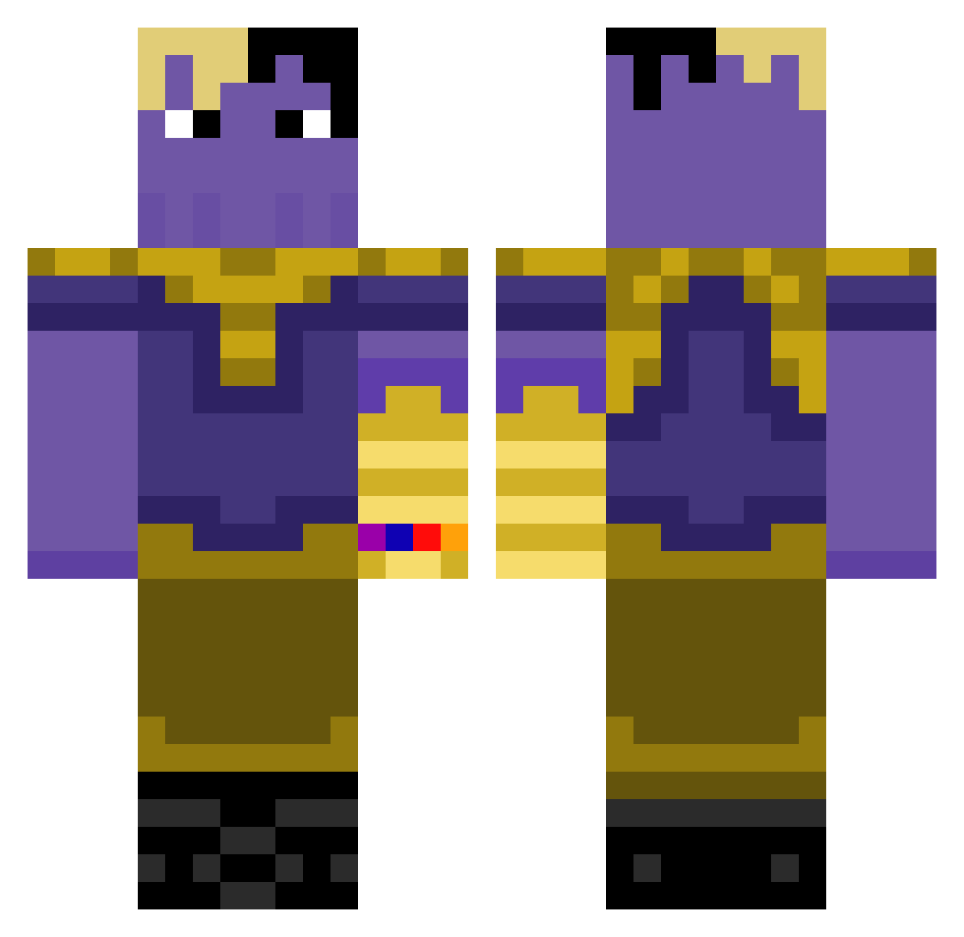 samcol1115 Minecraft skin, front and back view