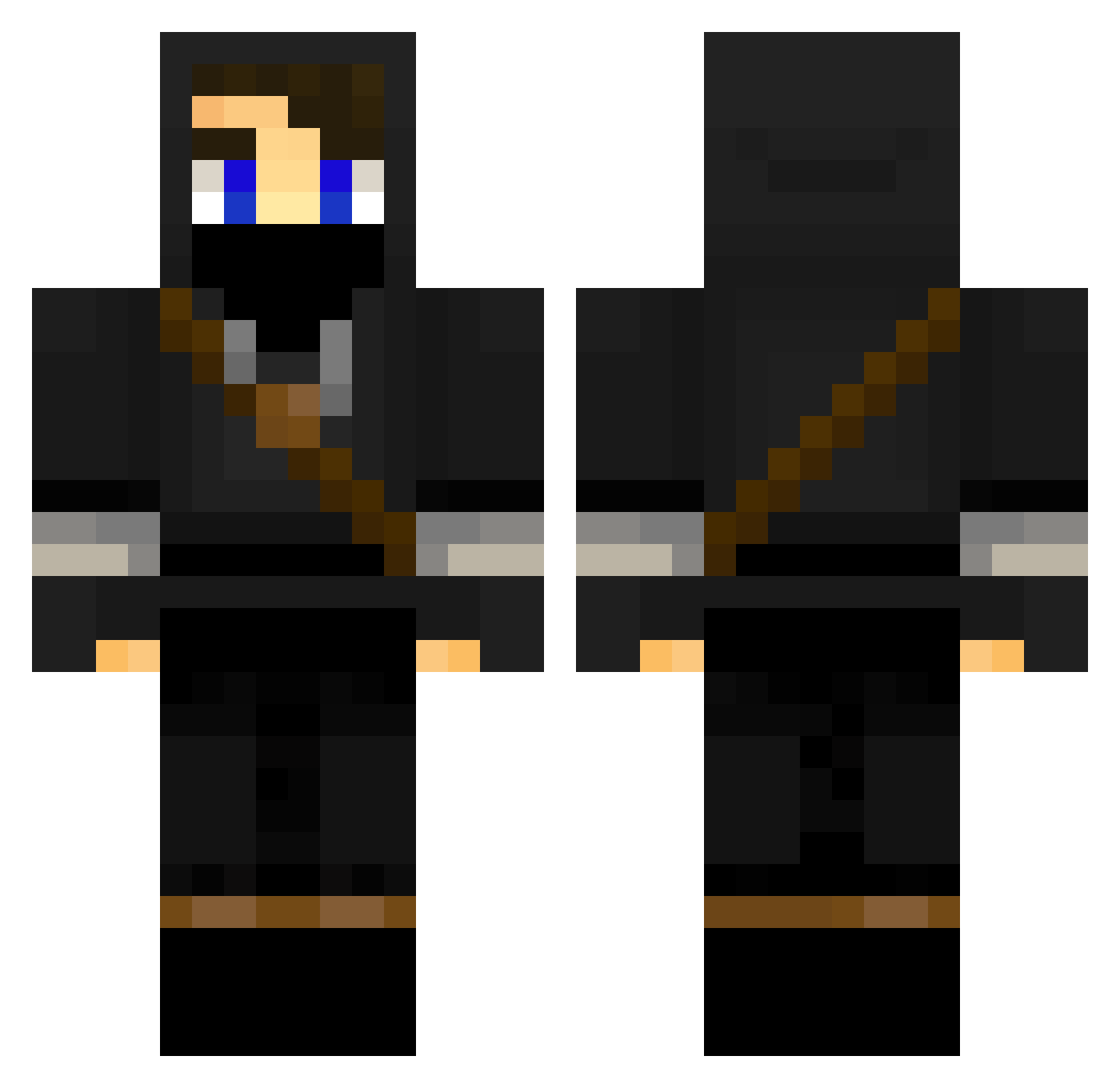 Rafffi Minecraft skin, front and back view