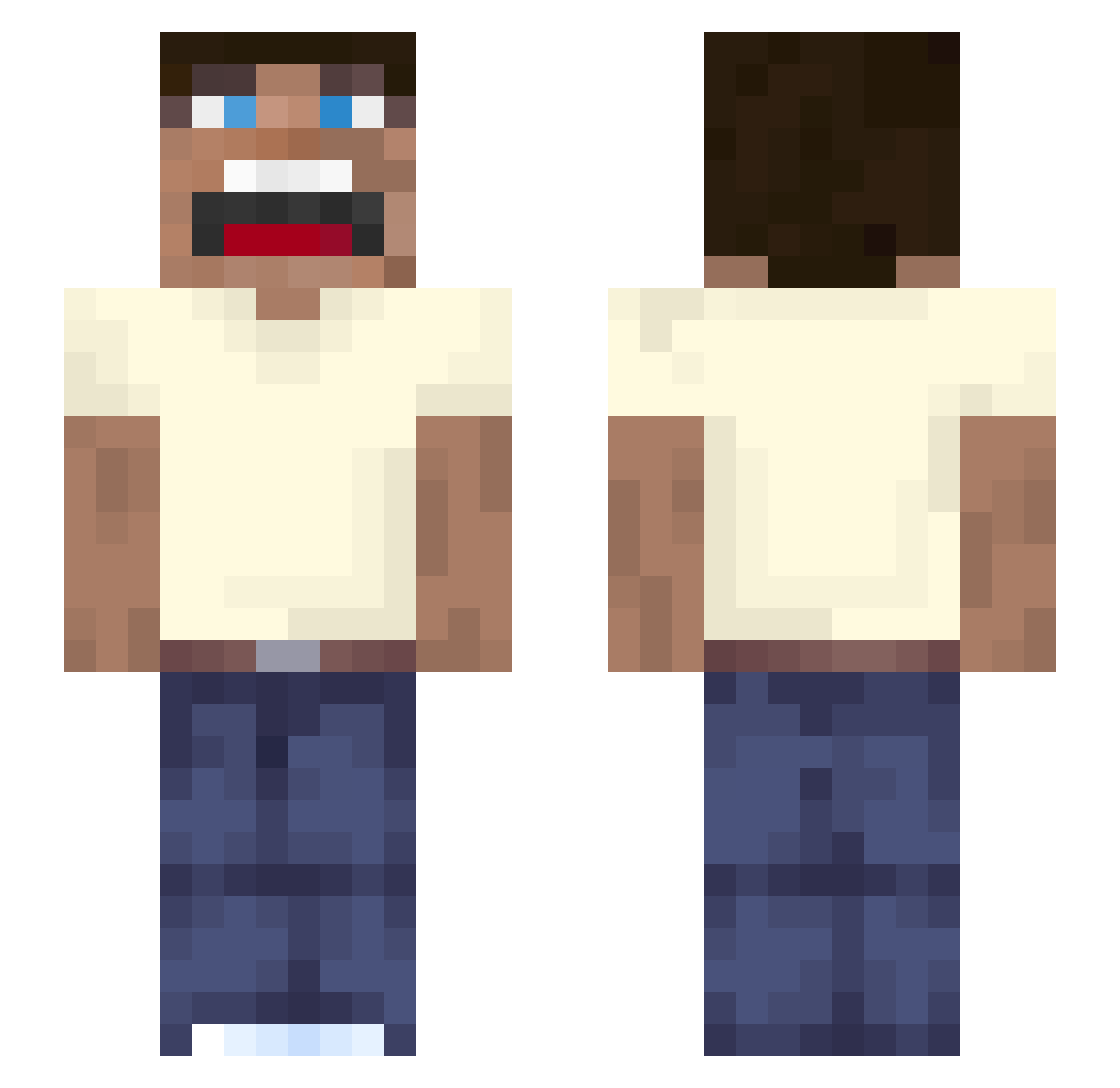 Wexsh Minecraft skin, front and back view