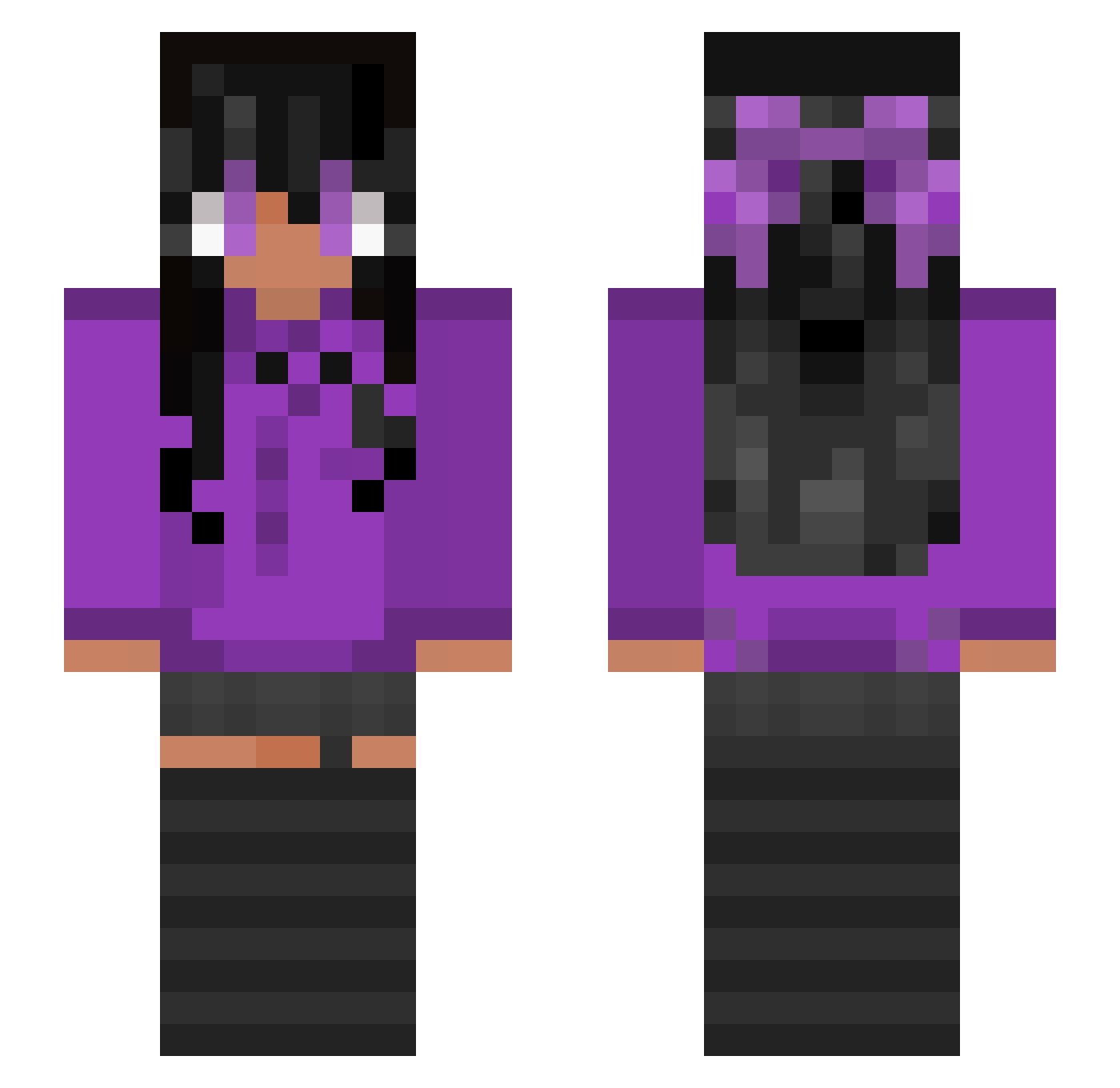 sweeteas Minecraft skin, front and back view