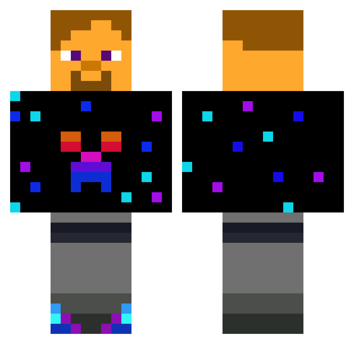 Dimi0758 Minecraft skin, front and back view