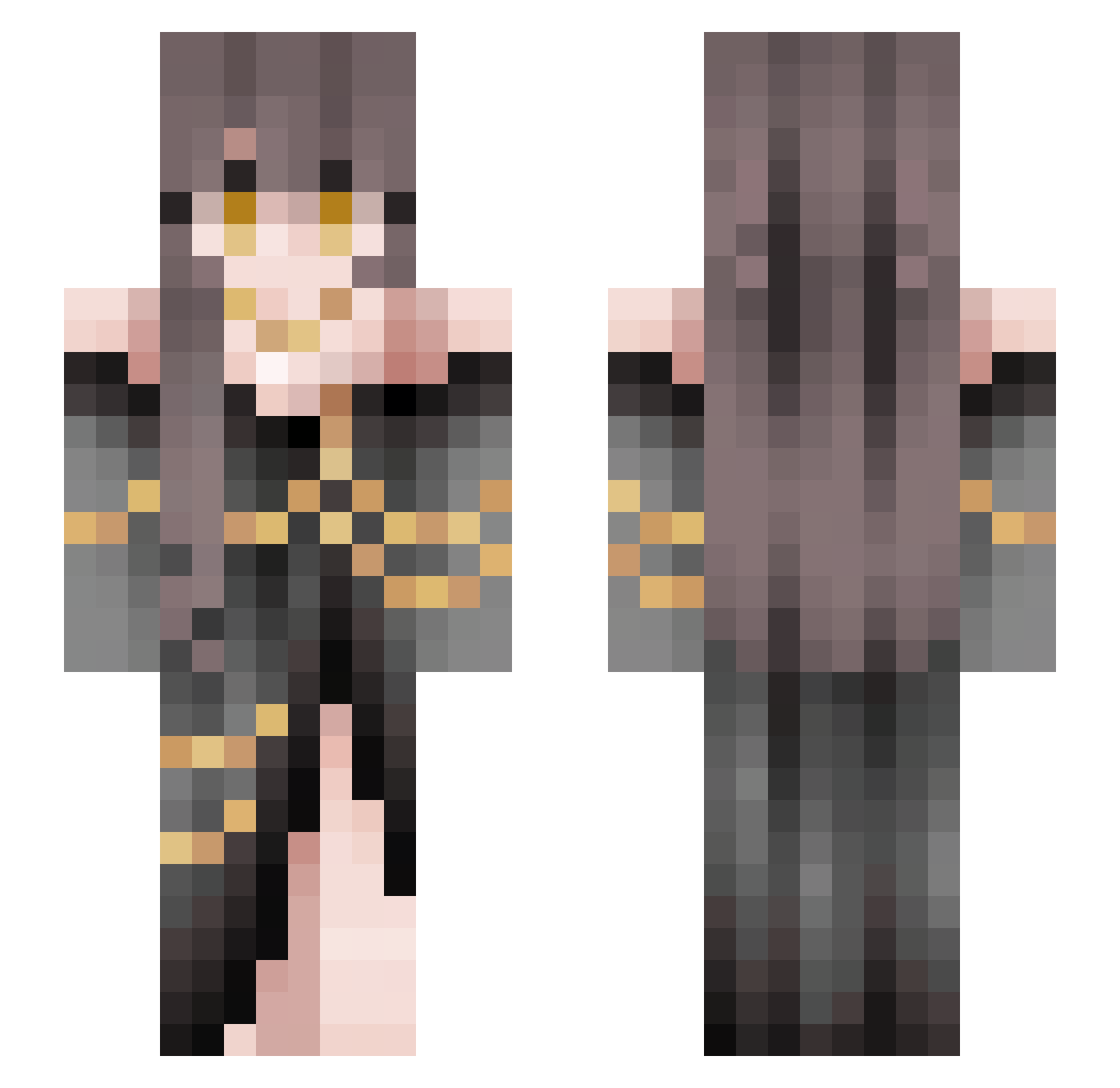 Pandaber1 Minecraft skin, front and back view