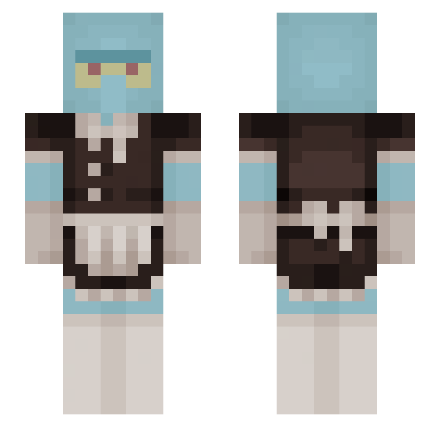 Ayt0m Minecraft skin, front and back view