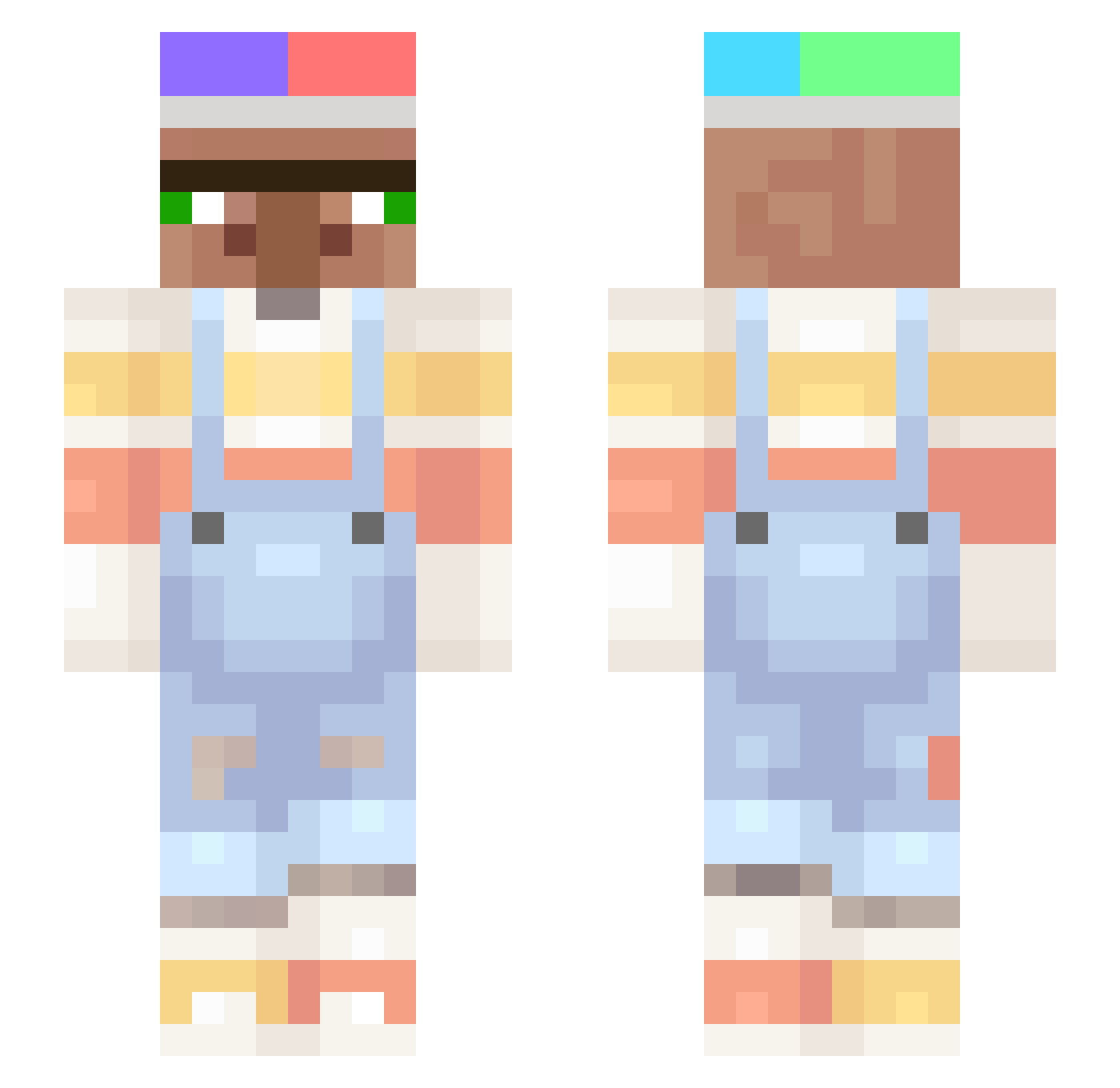 SuponjiBoboru Minecraft skin, front and back view